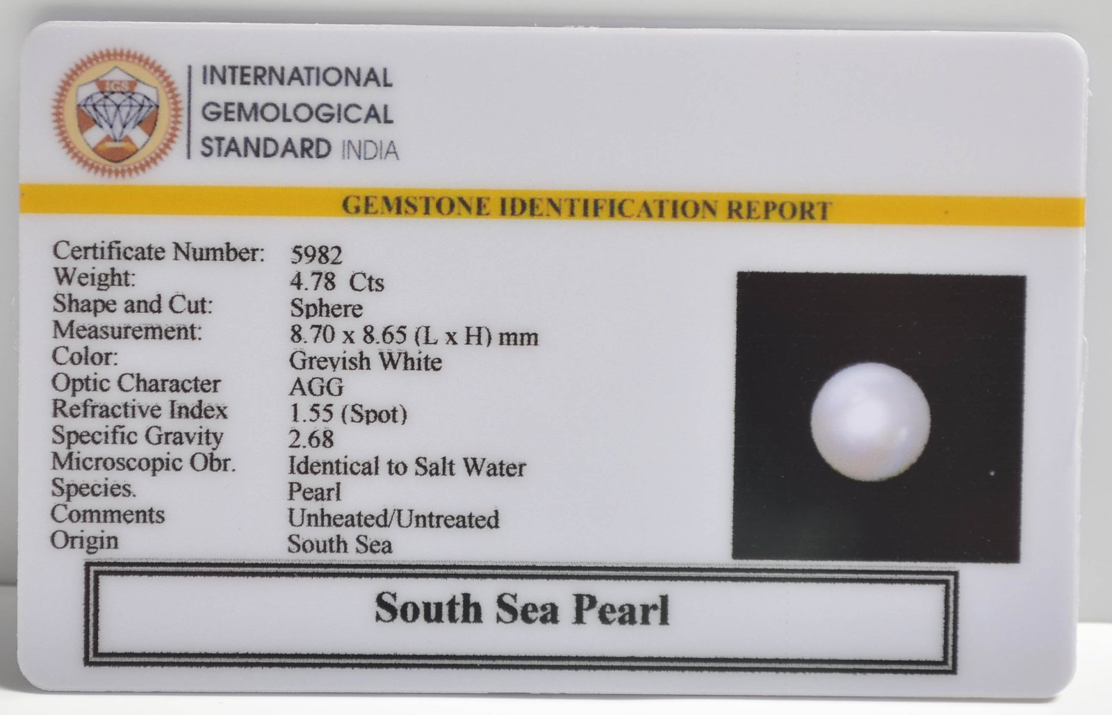 DSP2986 2 1 SOUTH SEA PEARL 4.78 Ct.
