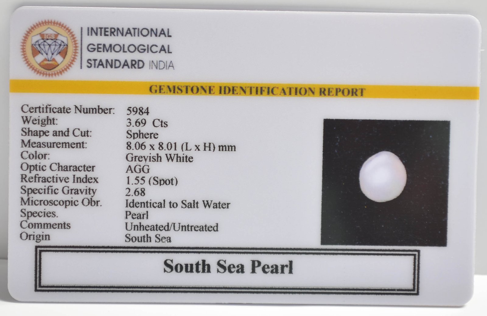 DSP2988 2 1 SOUTH SEA PEARL 3.69 Ct.
