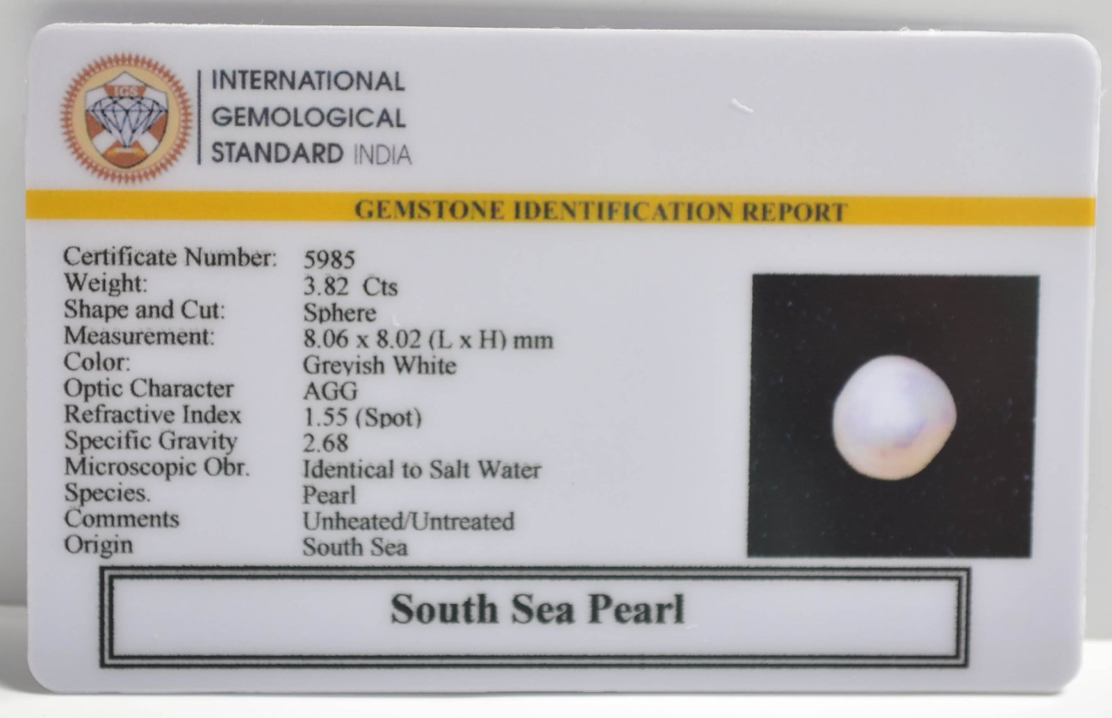 DSP2989 2 1 SOUTH SEA PEARL 3.82 Ct.