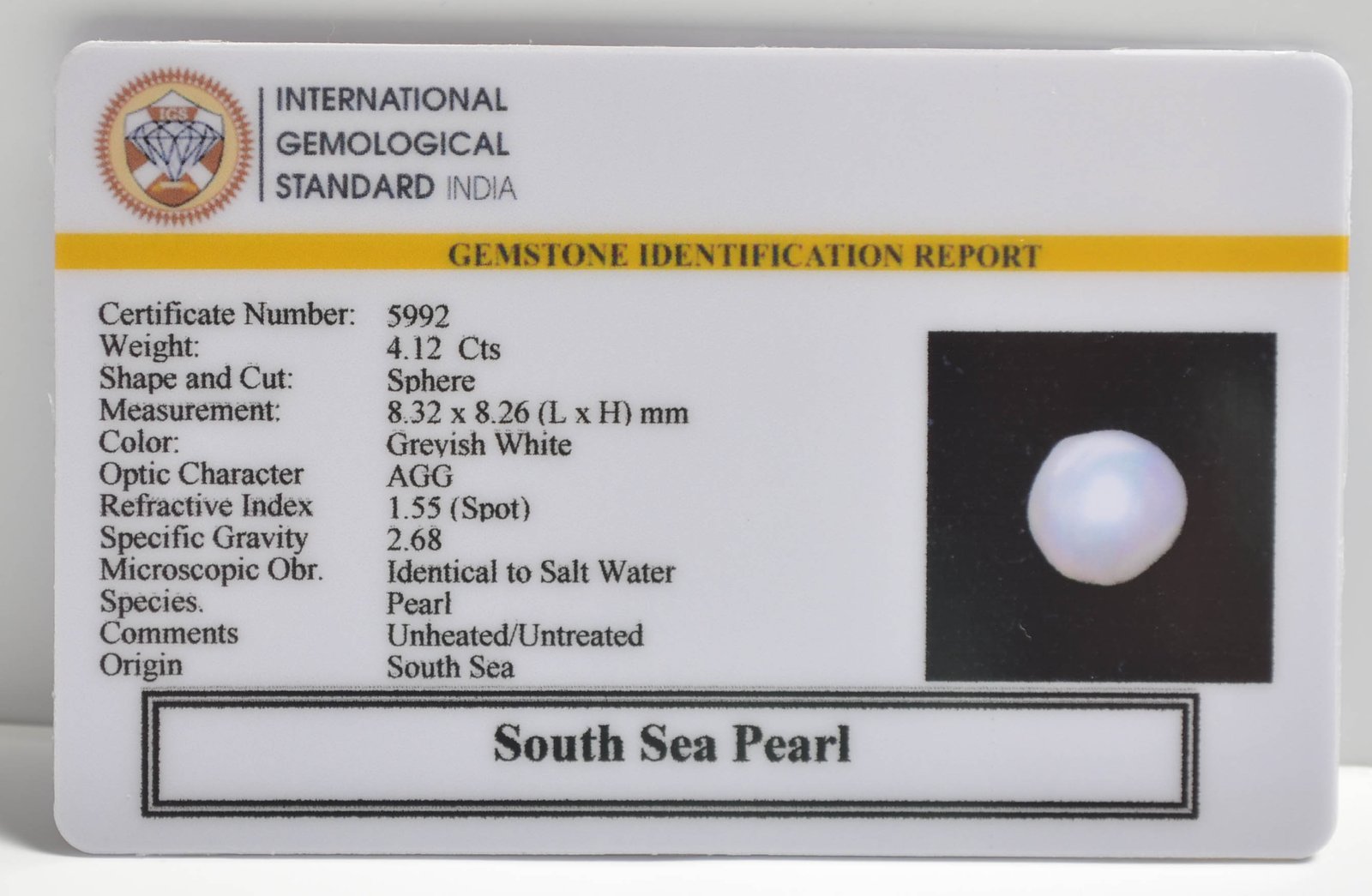 DSP2994 2 1 SOUTH SEA PEARL 4.12 Ct.