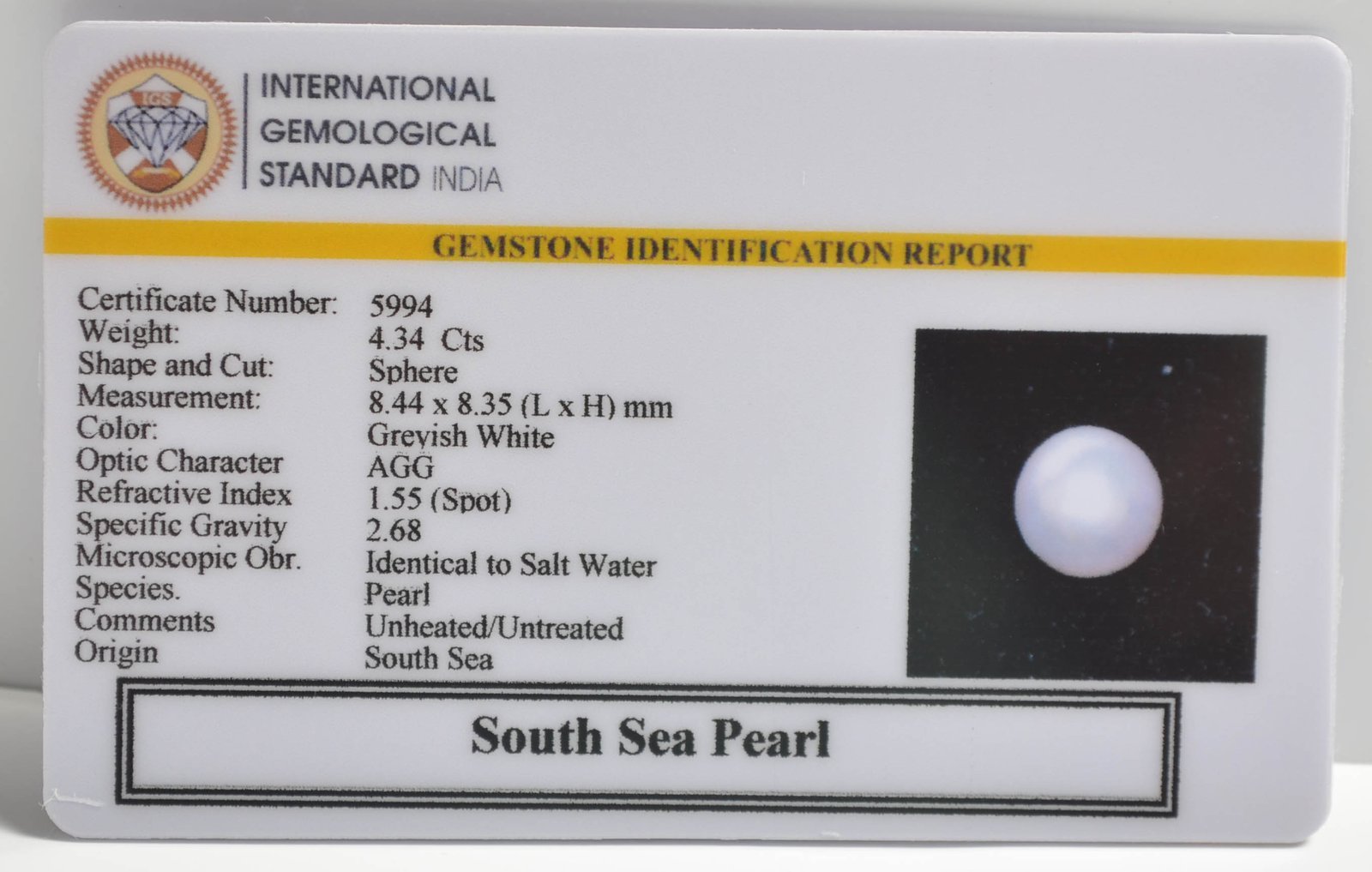 DSP2996 2 1 SOUTH SEA PEARL 4.34 Ct.