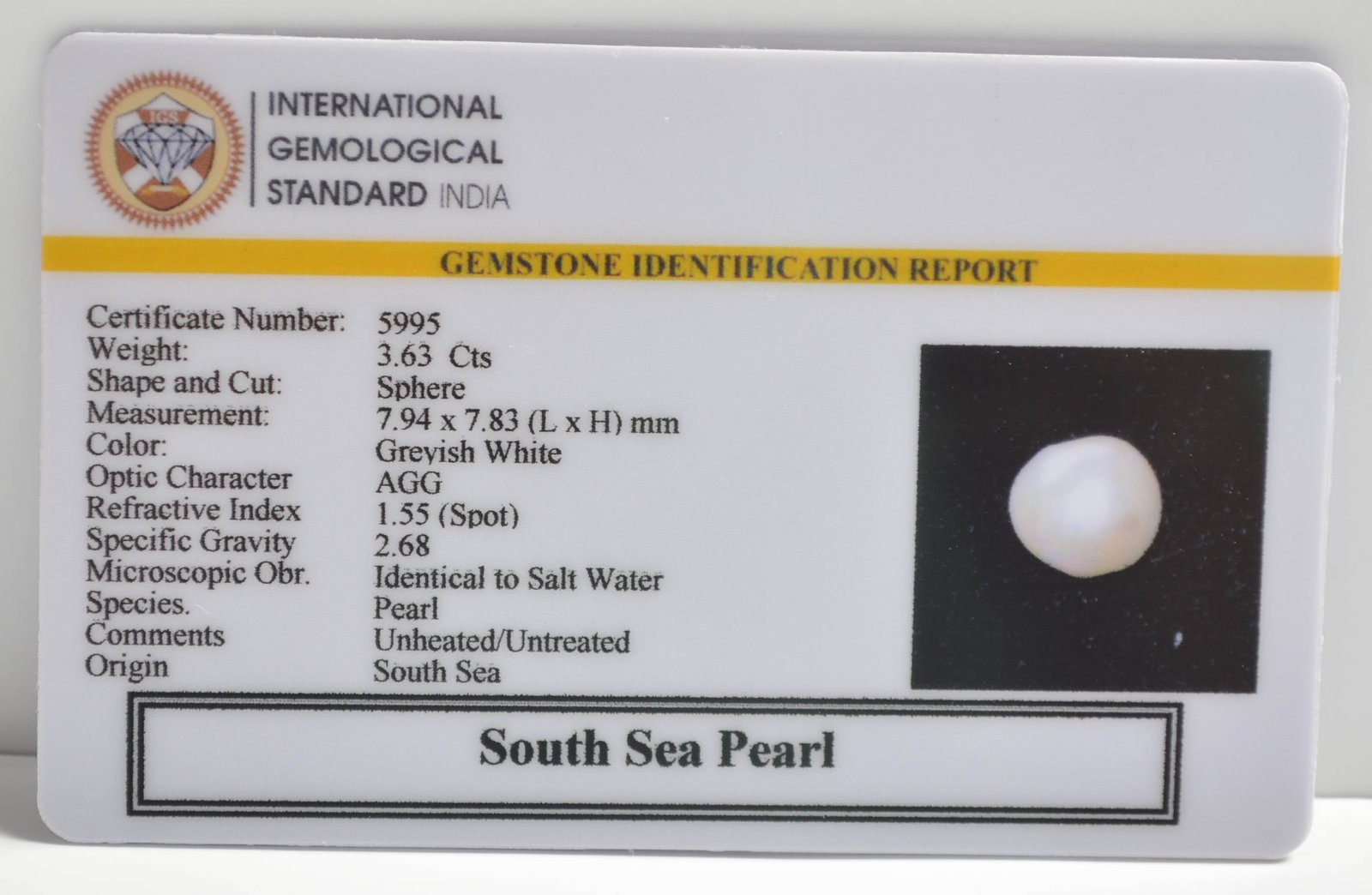 DSP2997 2 1 SOUTH SEA PEARL 3.63 Ct.