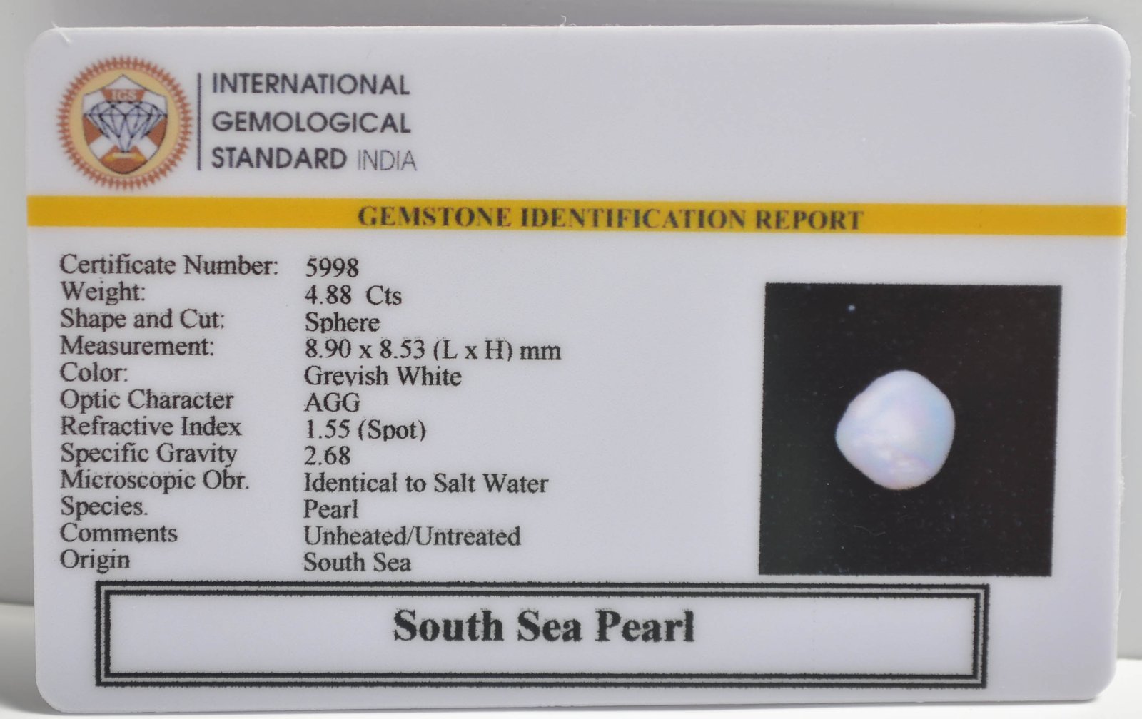 DSP3000 2 1 SOUTH SEA PEARL 4.88 Ct.