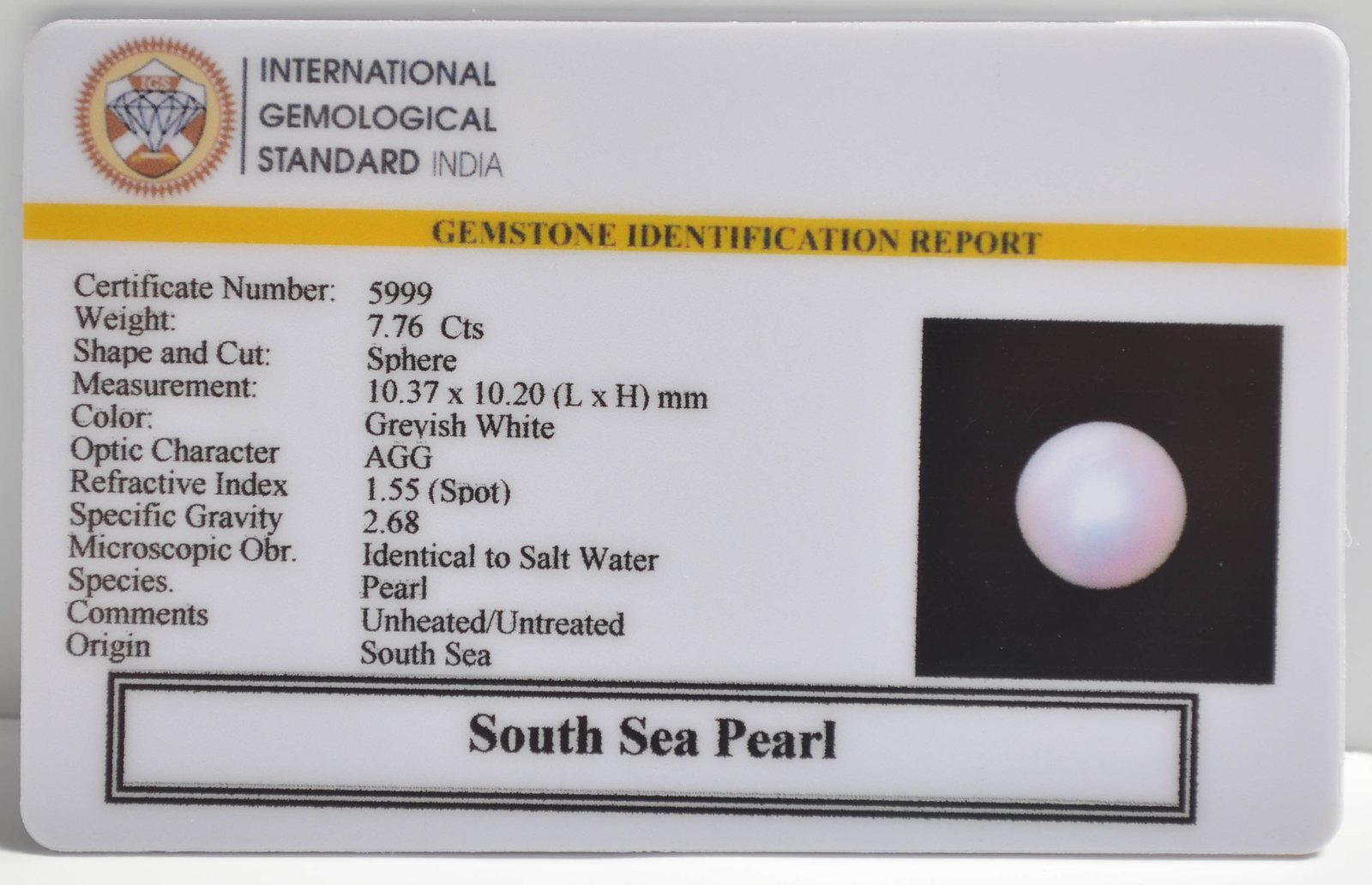 DSP3001 2 1 SOUTH SEA PEARL 7.76 Ct.
