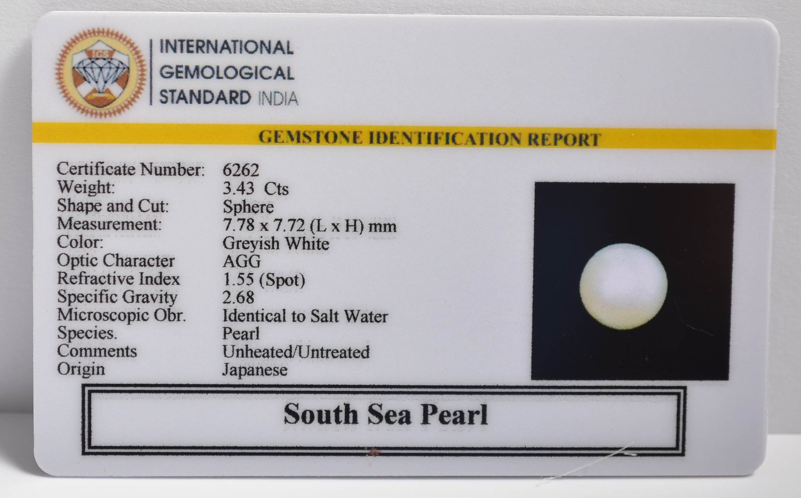 DSP3010 2 2 SOUTH SEA PEARL 3.43 Ct.