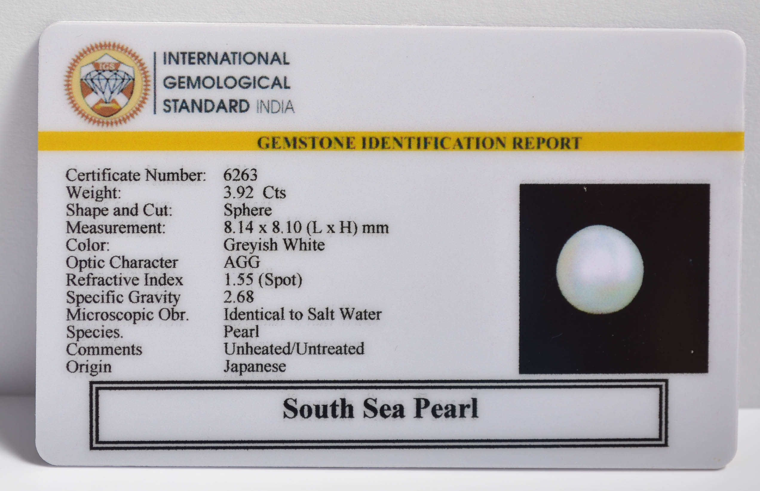 DSP3011 2 SOUTH SEA PEARL 3.92 Ct.