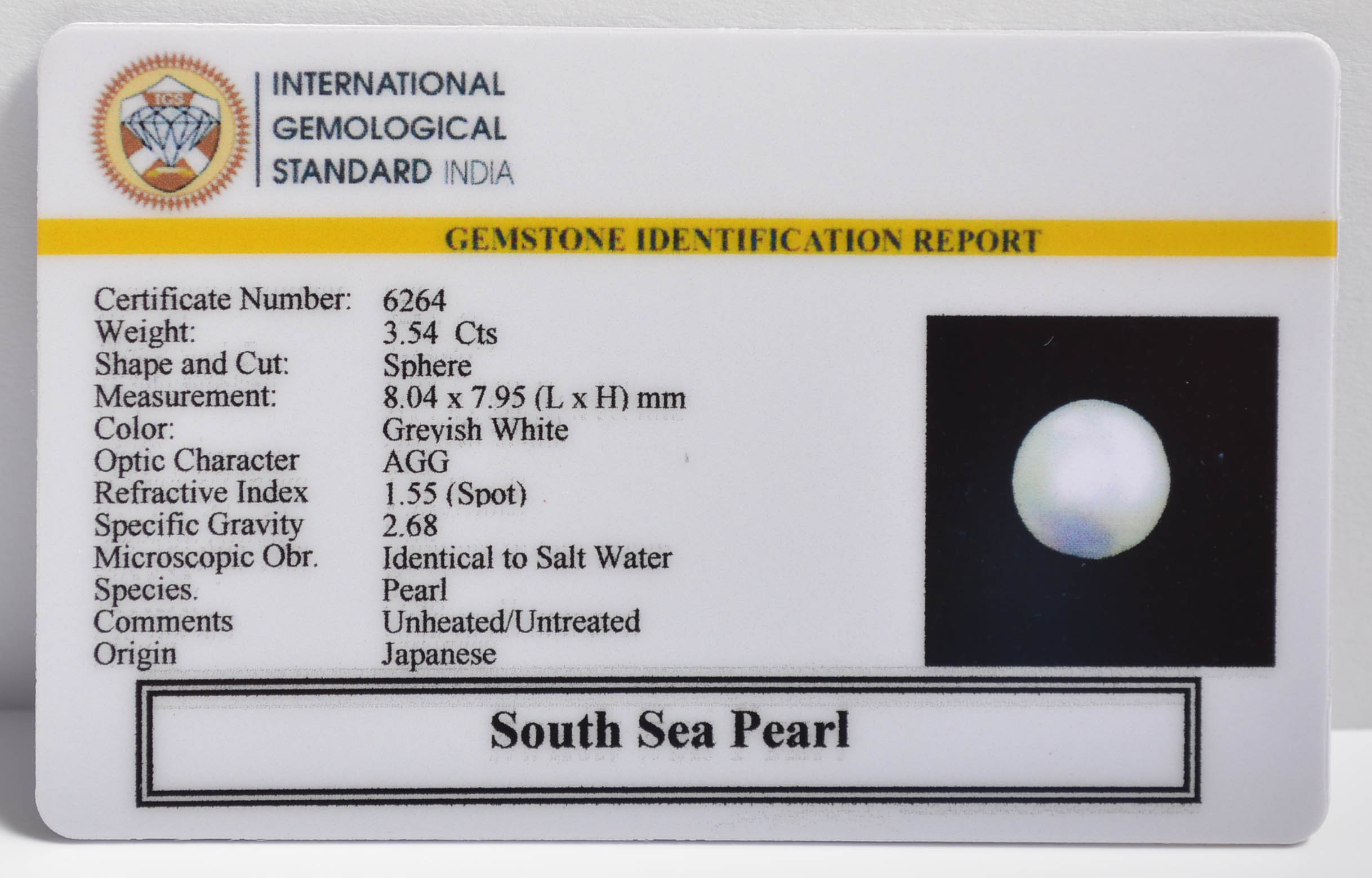 DSP3012 2 SOUTH SEA PEARL 3.54 Ct.