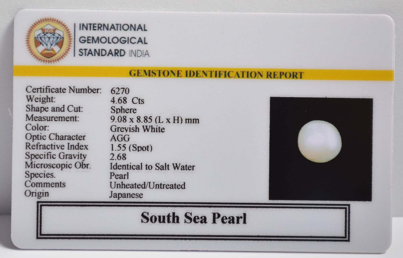 DSP3017 2 2 SOUTH SEA PEARL 4.68 Ct.