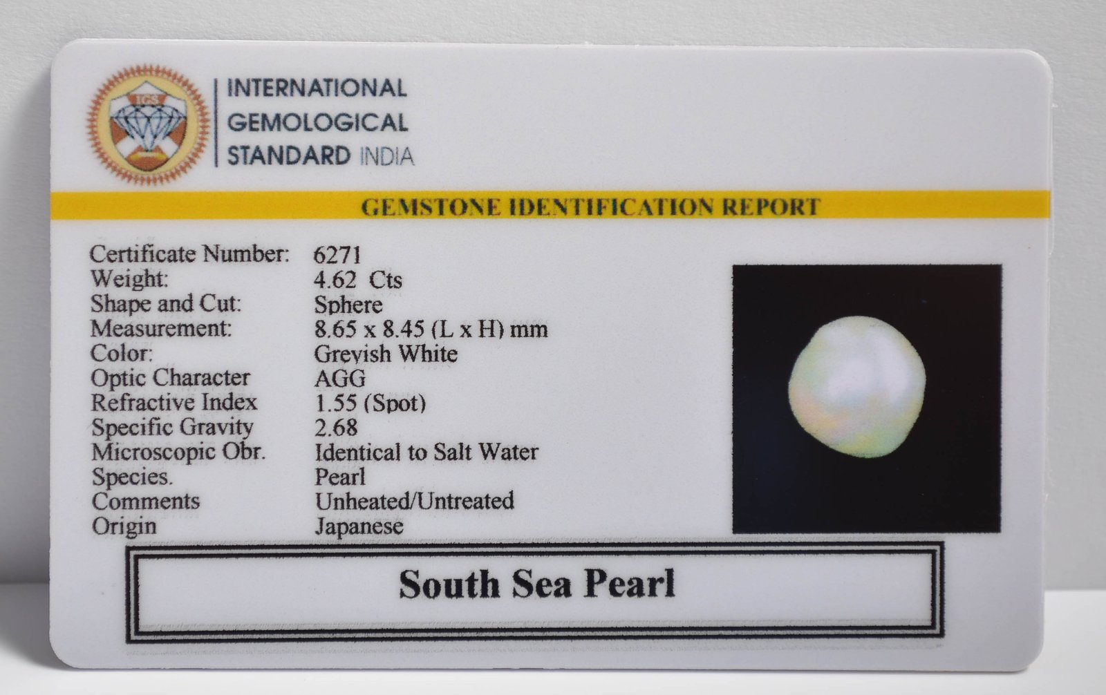 DSP3018 2 2 SOUTH SEA PEARL 4.62 Ct.