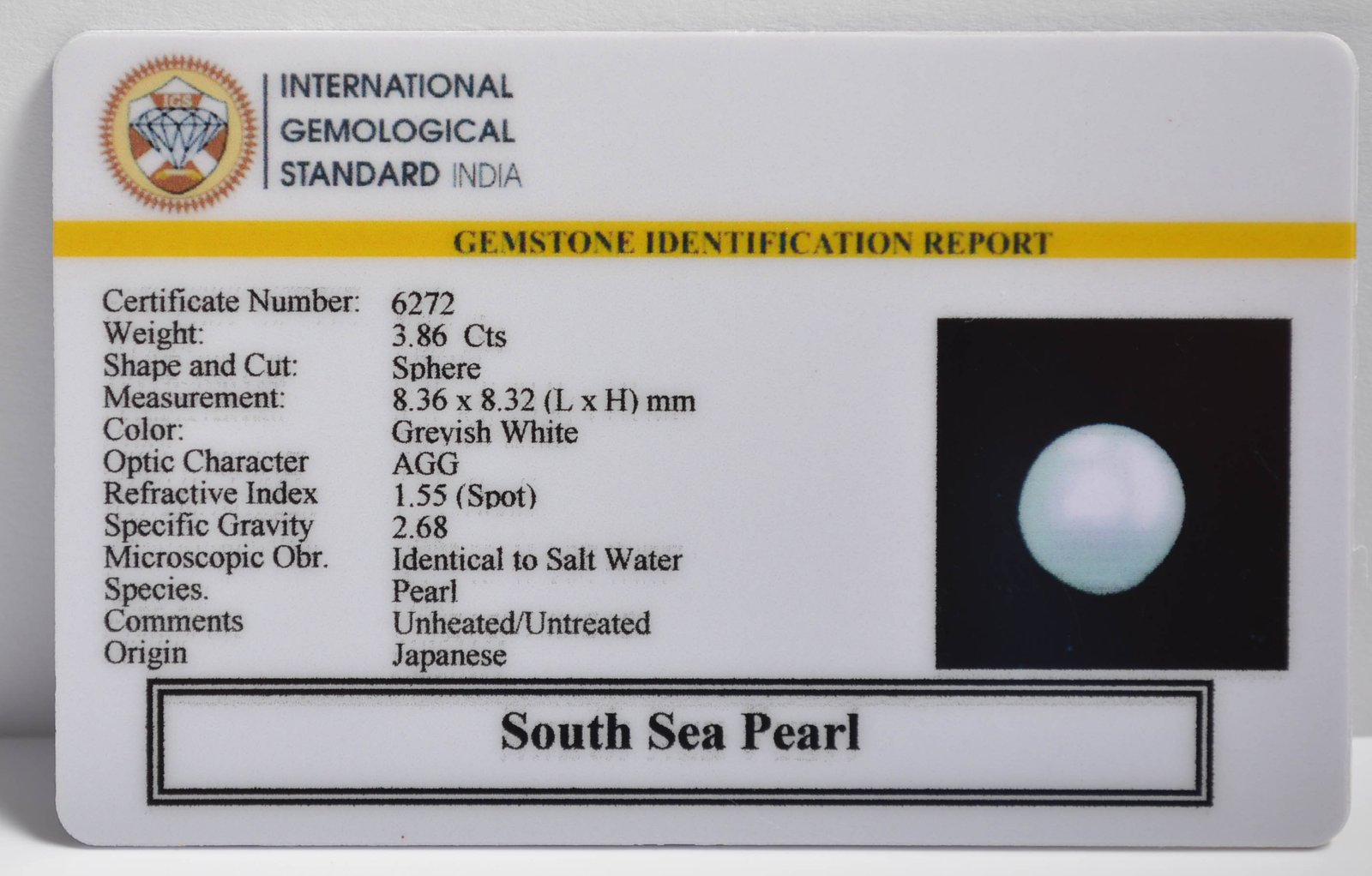 DSP3019 2 2 SOUTH SEA PEARL 3.86 Ct.