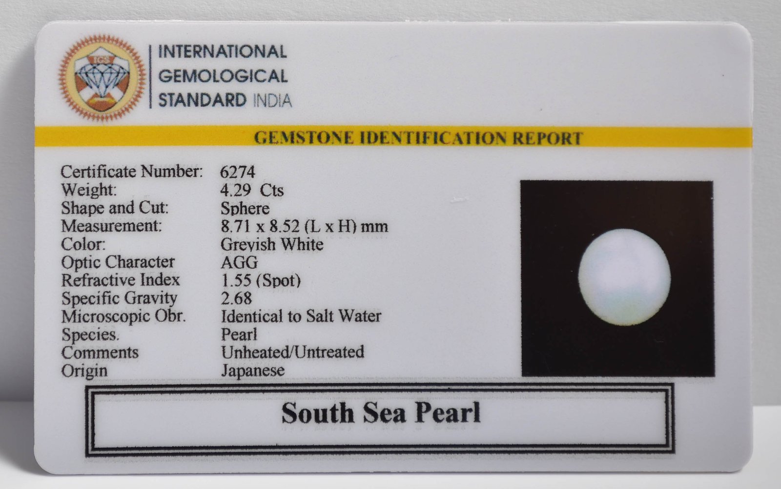 DSP3021 2 2 SOUTH SEA PEARL 4.29 Ct.