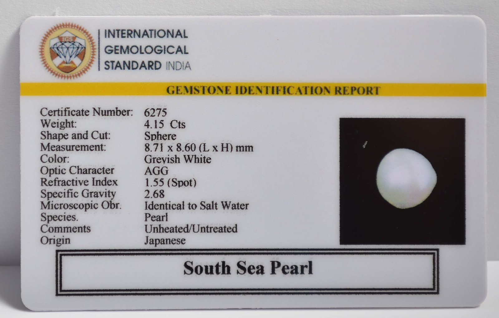 DSP3022 2 2 SOUTH SEA PEARL 4.15 Ct.