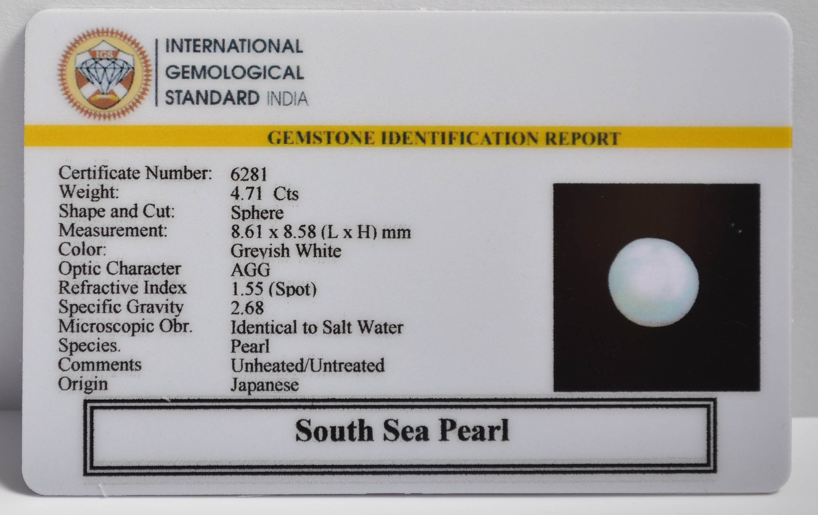 DSP3027 2 2 SOUTH SEA PEARL 4.71 Ct.