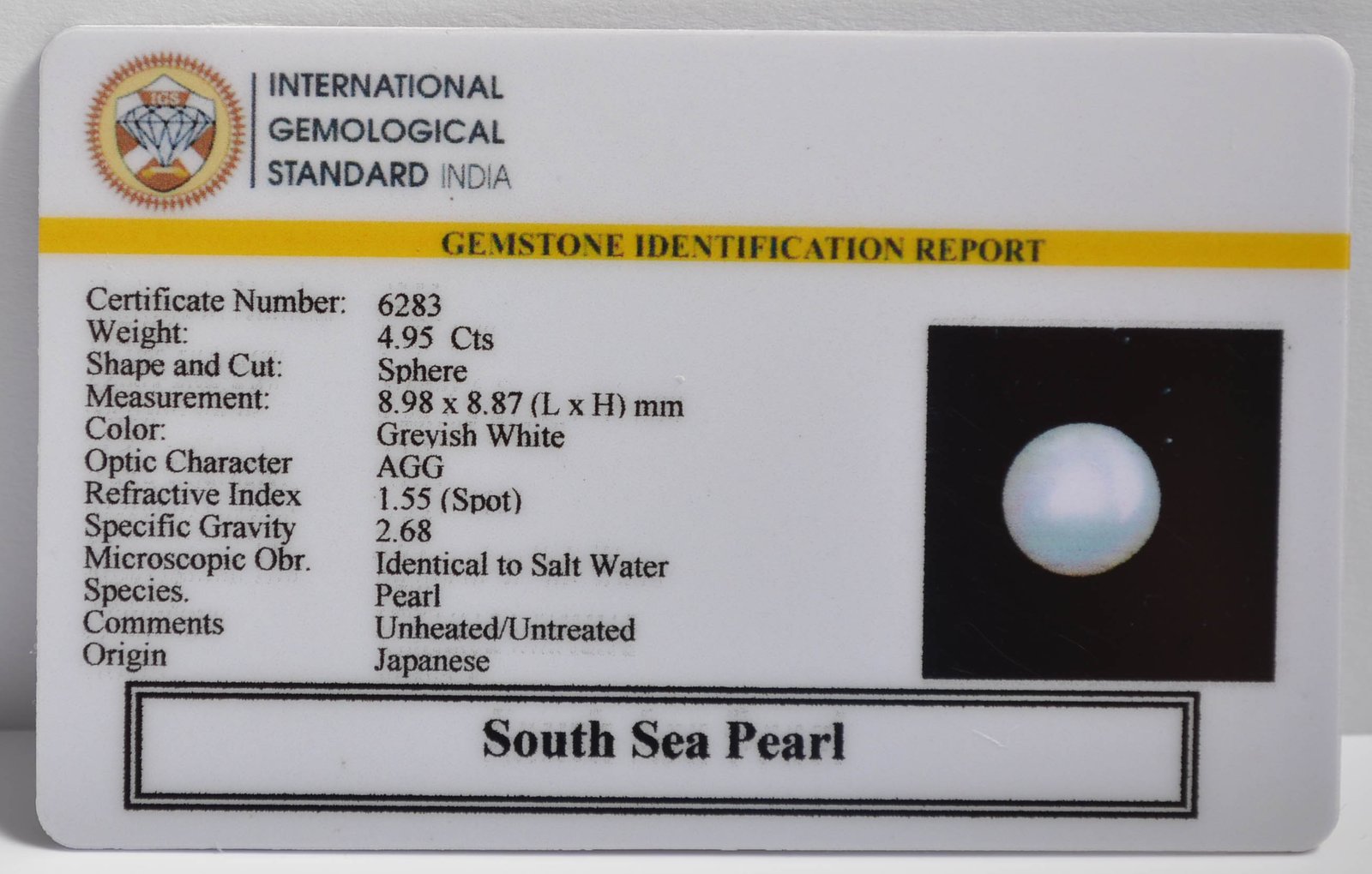DSP3028 2 2 SOUTH SEA PEARL 4.95 Ct.