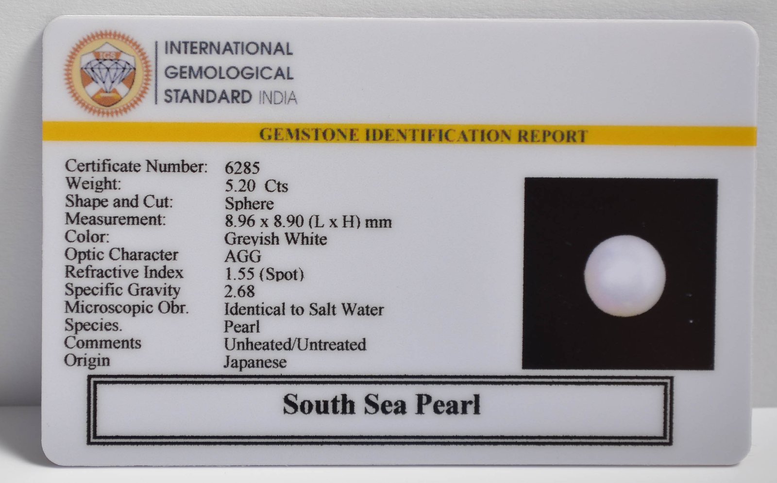 DSP3030 2 2 SOUTH SEA PEARL 5.2 Ct.