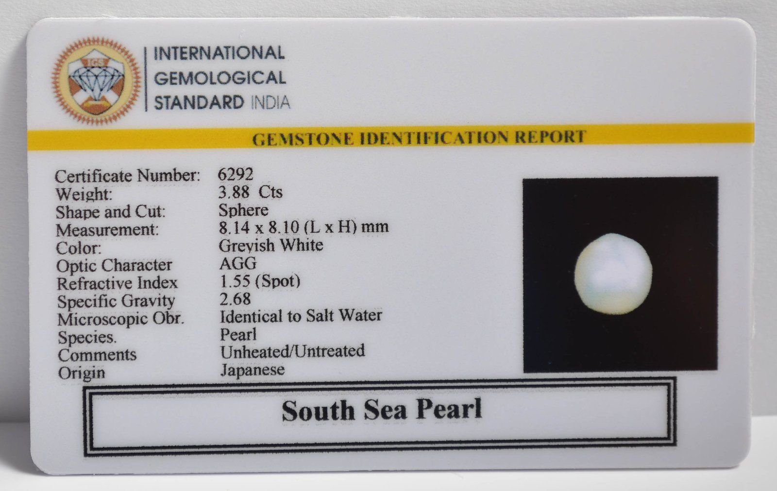 DSP3036 2 2 SOUTH SEA PEARL 3.88 Ct.