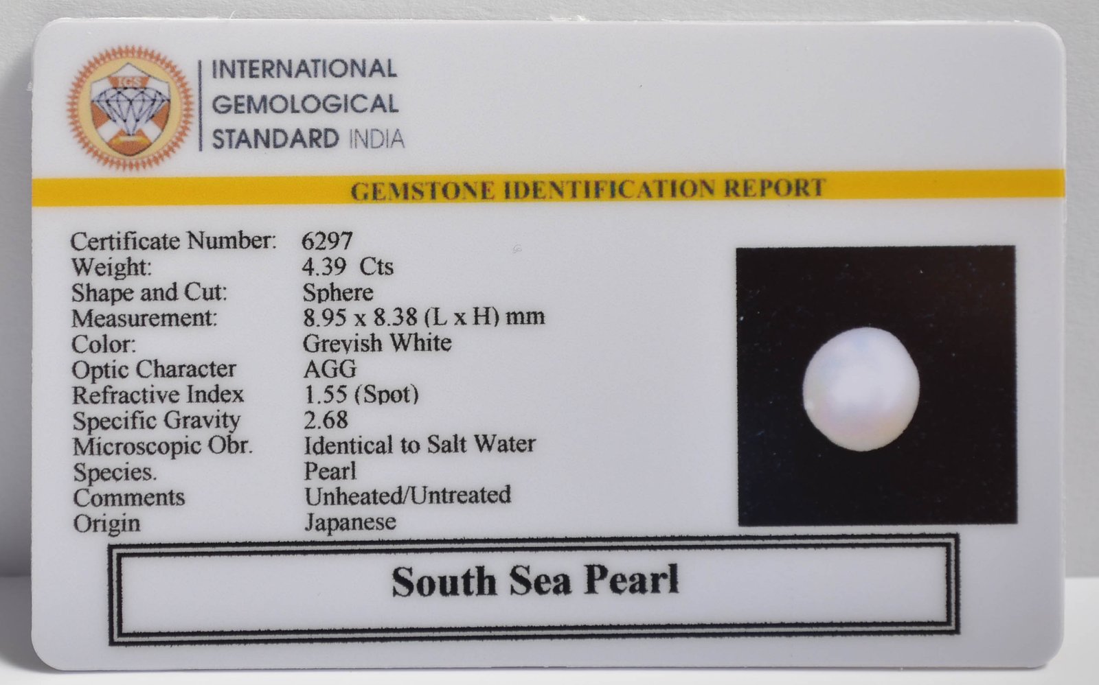 DSP3041 2 2 SOUTH SEA PEARL 4.39 Ct.