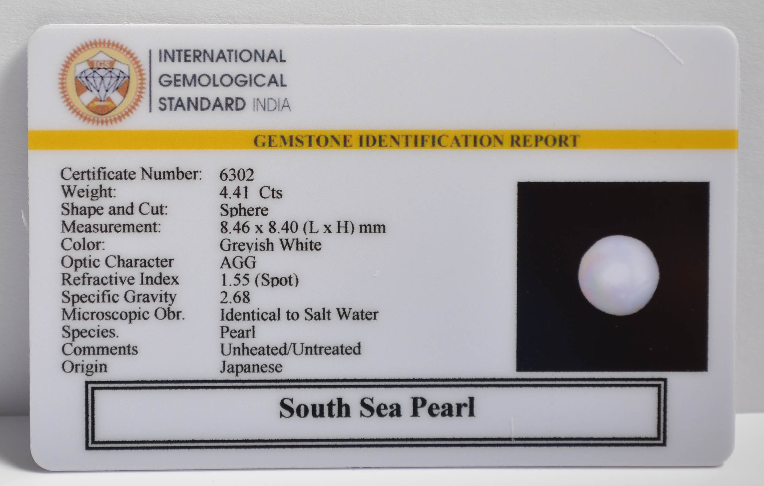 DSP3046 2 SOUTH SEA PEARL 4.41 Ct.