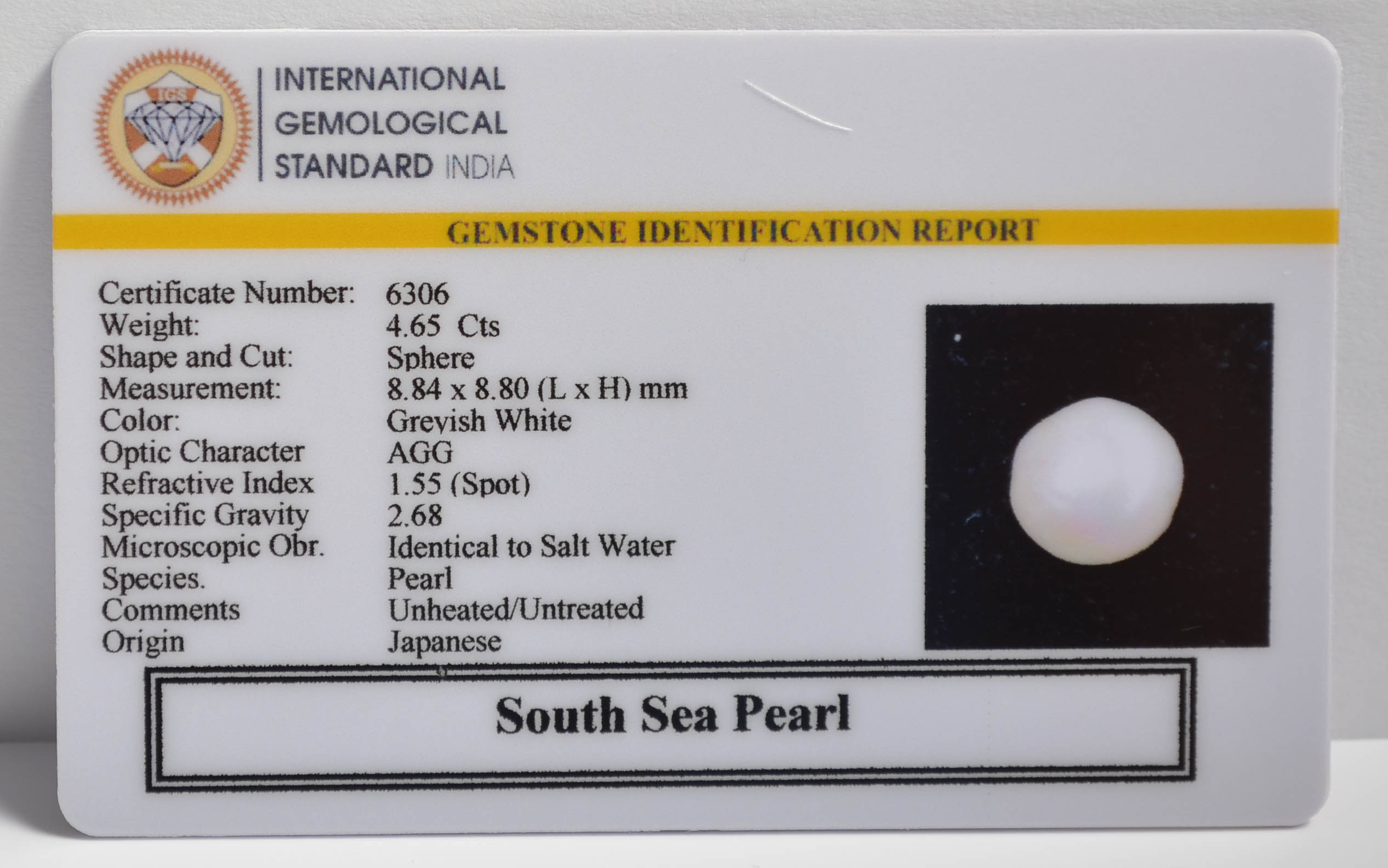 DSP3050 2 SOUTH SEA PEARL 4.65 Ct.