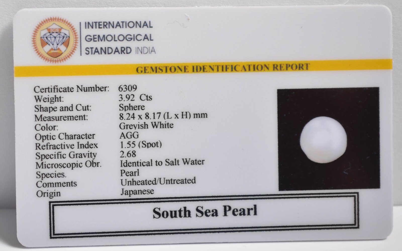 DSP3053 2 2 SOUTH SEA PEARL 3.92 Ct.
