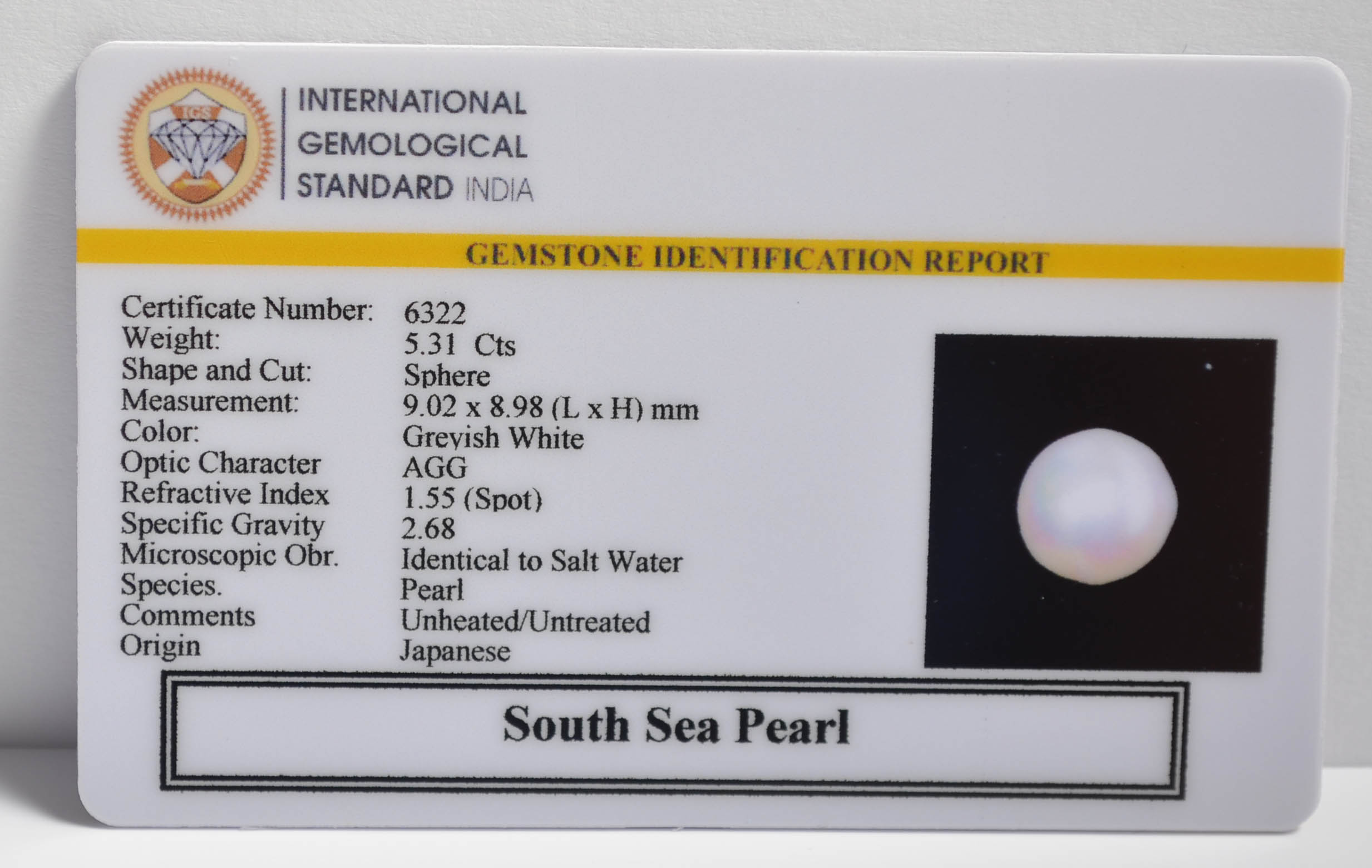 DSP3059 2 SOUTH SEA PEARL 5.31 Ct.