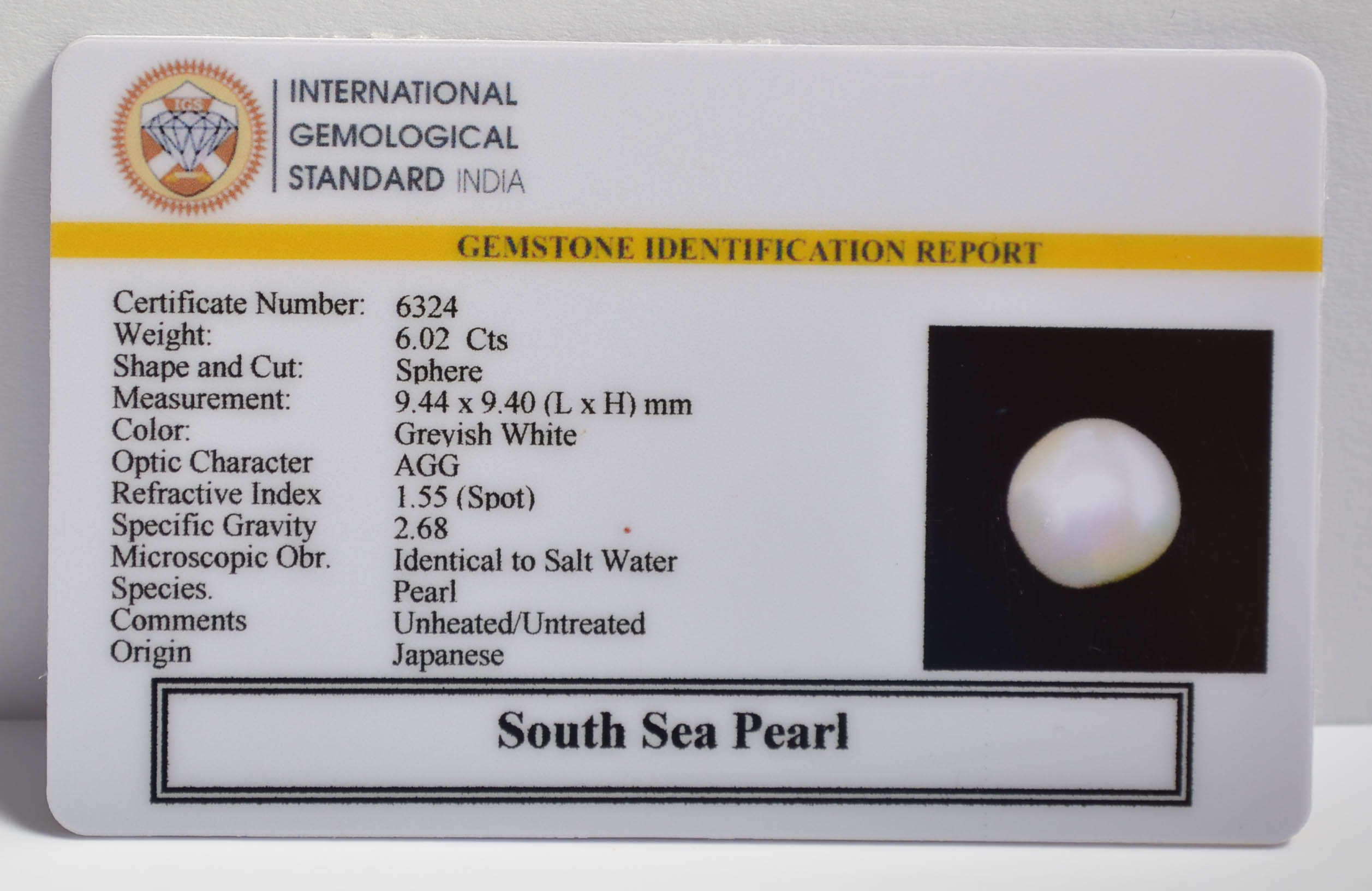 DSP3061 2 SOUTH SEA PEARL 6.02 Ct.