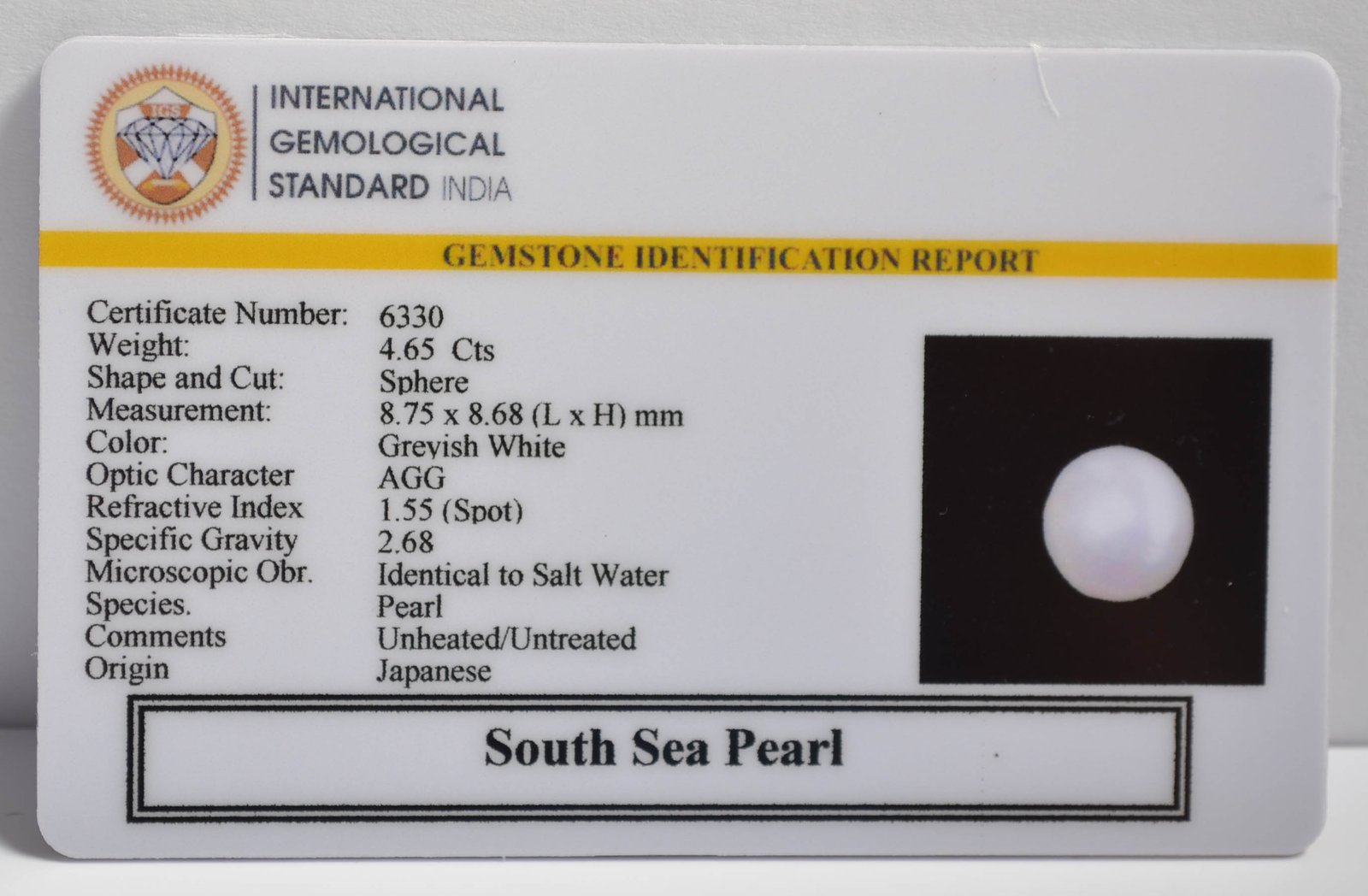 DSP3065 2 2 SOUTH SEA PEARL 4.65 Ct.