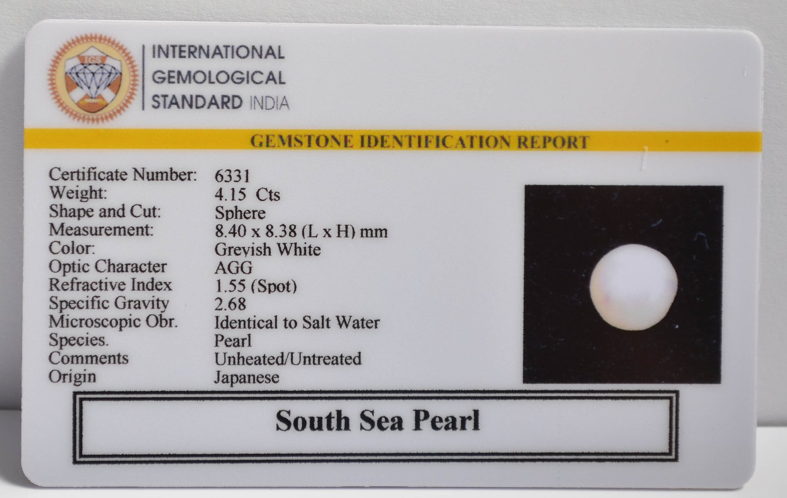 DSP3066 2 2 SOUTH SEA PEARL 4.15 Ct.