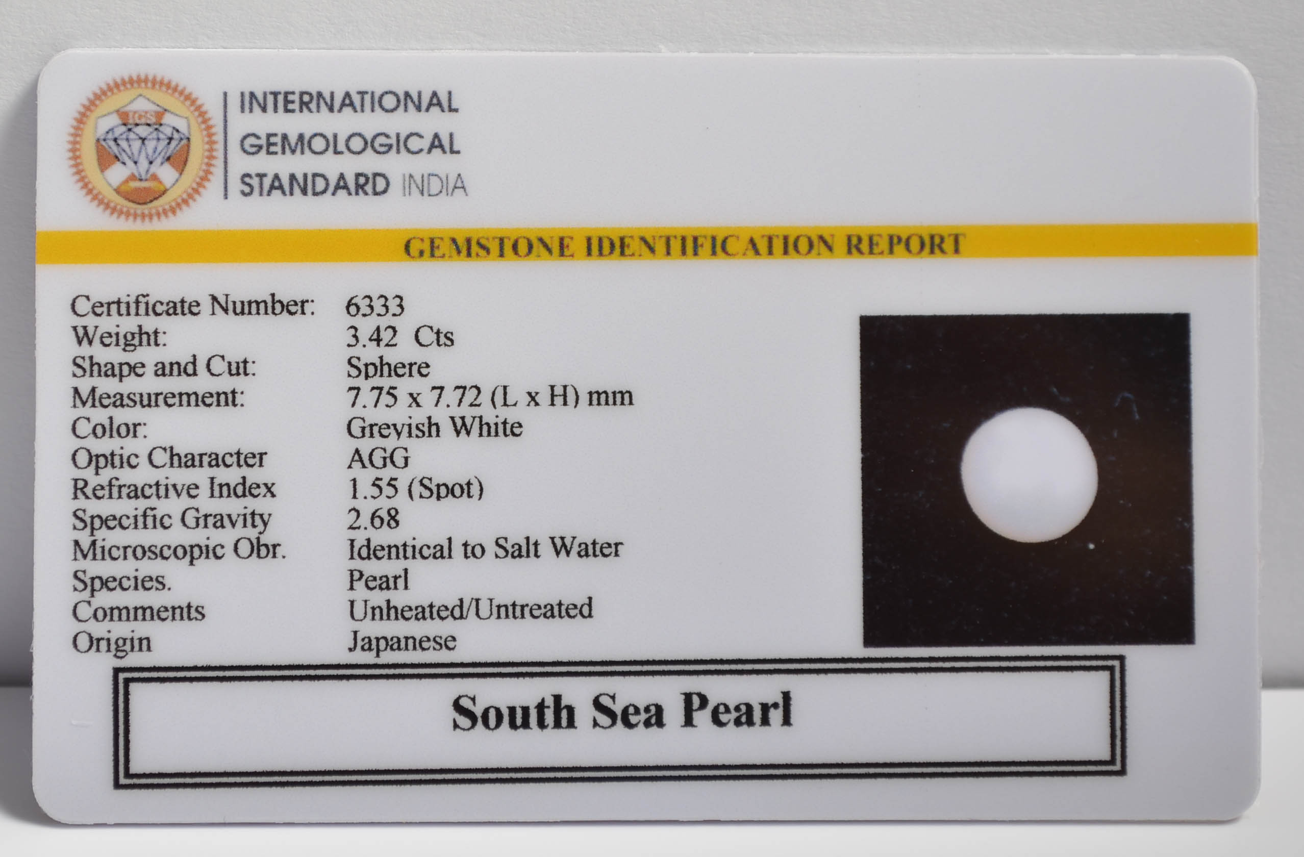 DSP3068 2 SOUTH SEA PEARL 3.42 Ct.
