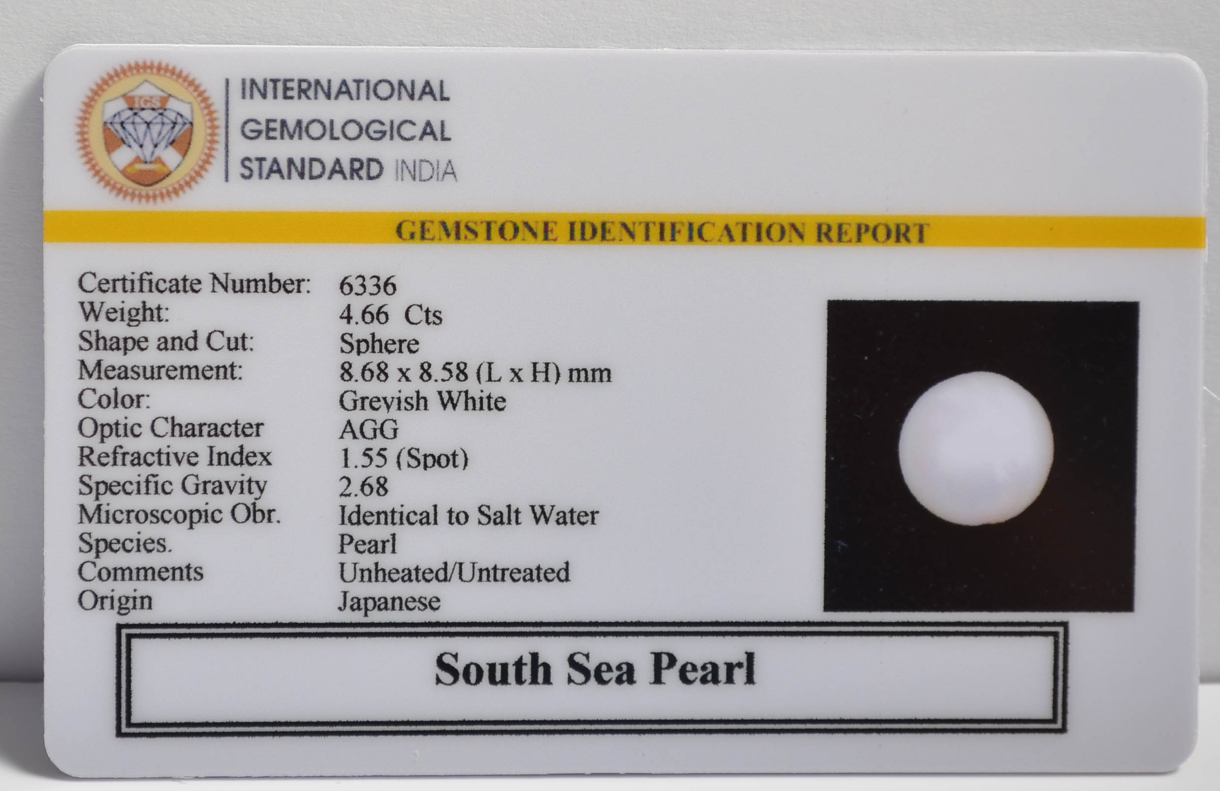 DSP3071 2 SOUTH SEA PEARL 4.66 Ct.