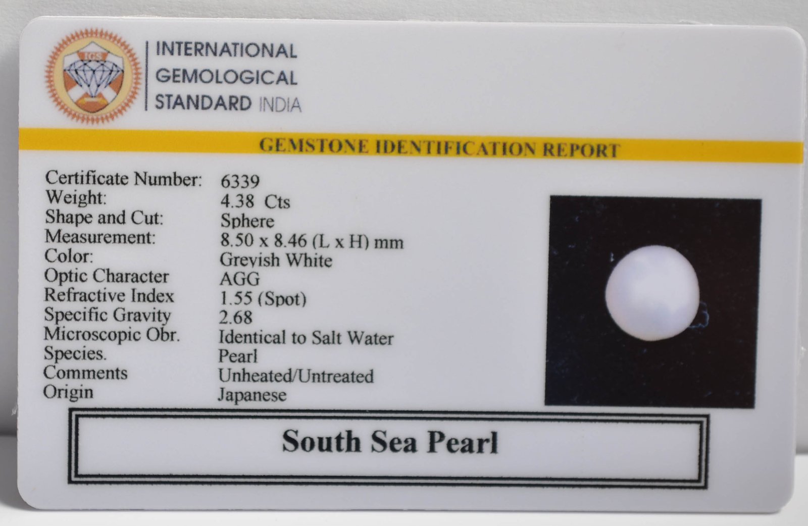 DSP3074 2 2 SOUTH SEA PEARL 4.38 Ct.