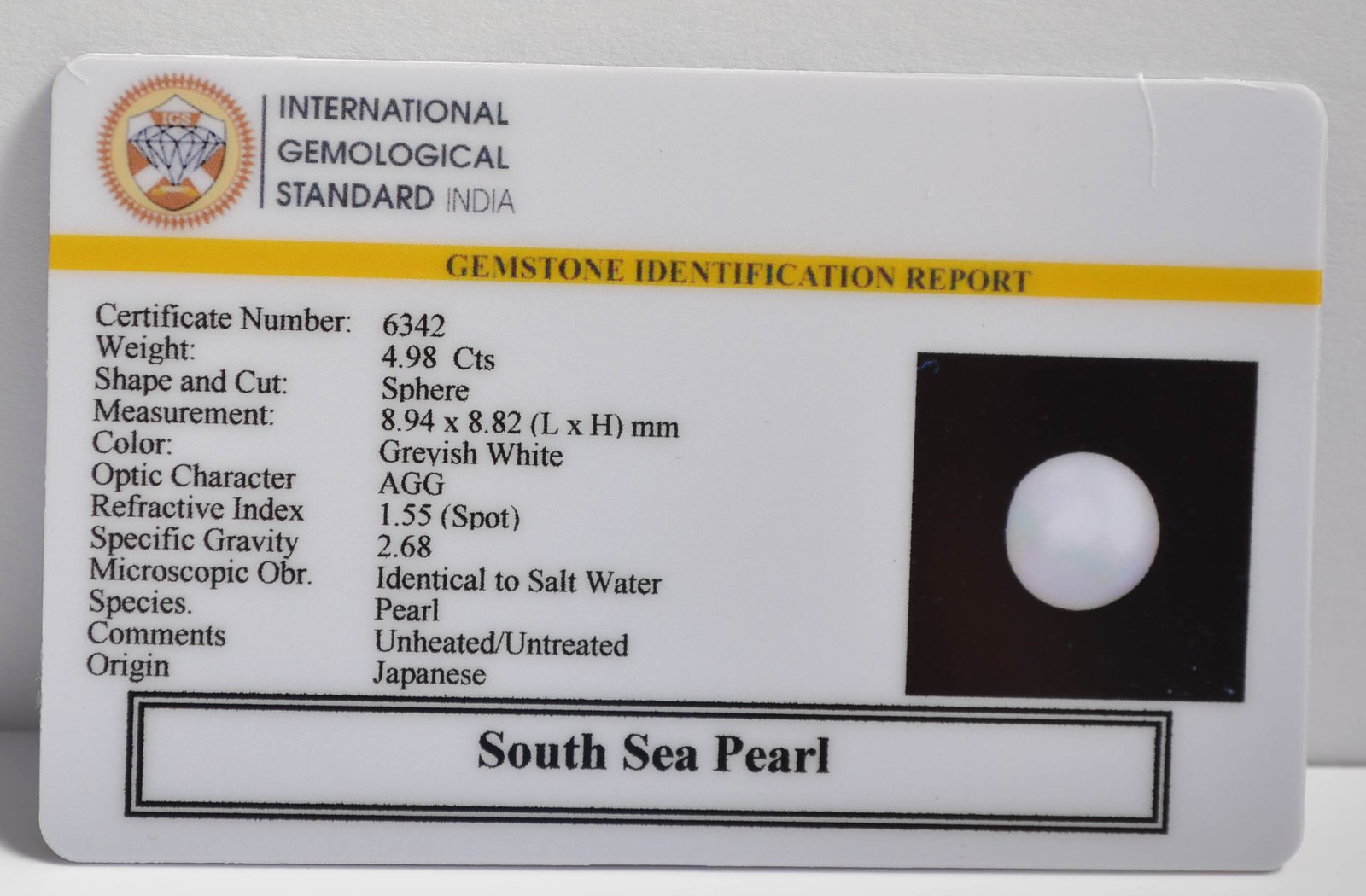 DSP3076 2 2 SOUTH SEA PEARL 4.98 Ct.