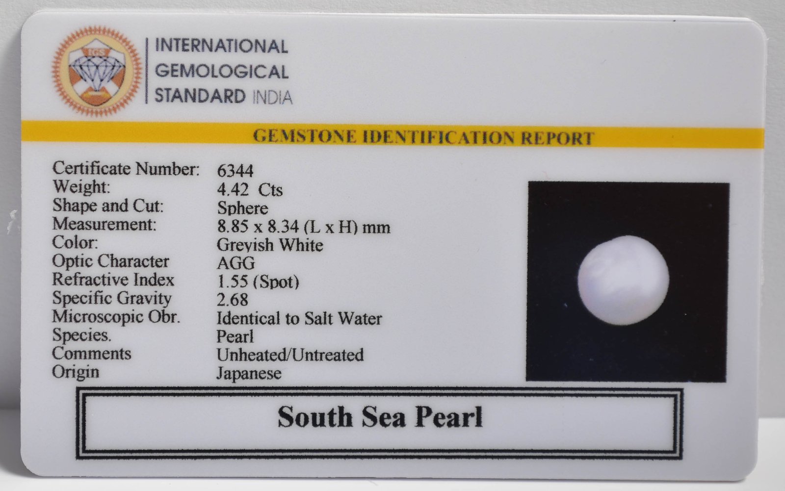 DSP3078 2 2 SOUTH SEA PEARL 4.42 Ct.