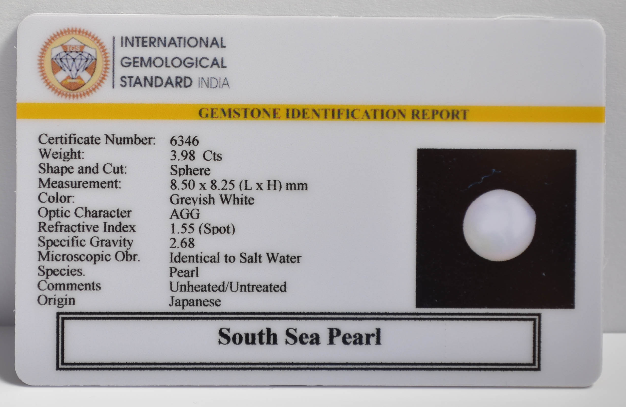 DSP3080 2 SOUTH SEA PEARL 3.98 Ct.