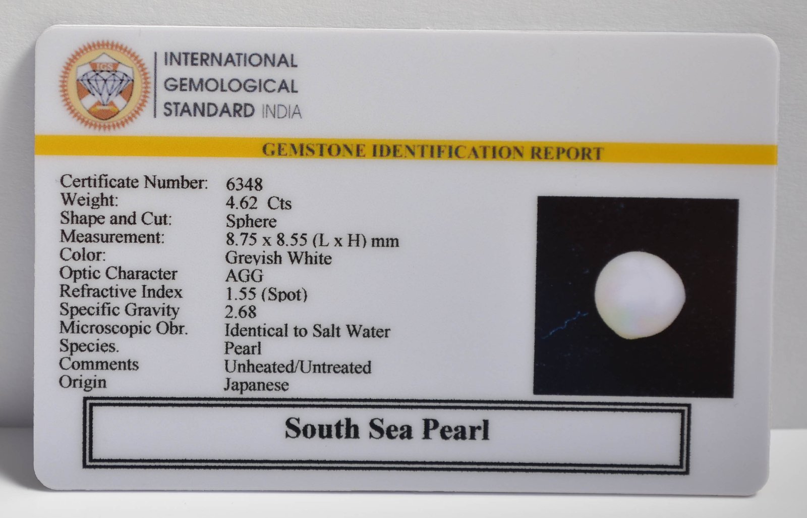 DSP3082 2 2 SOUTH SEA PEARL 4.62 Ct.