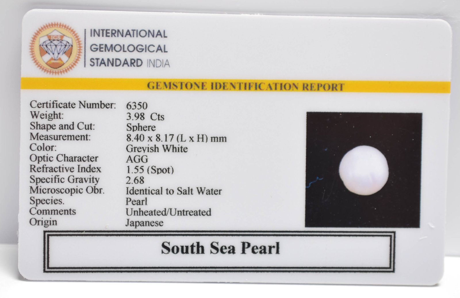DSP3084 2 2 SOUTH SEA PEARL 3.98 Ct.