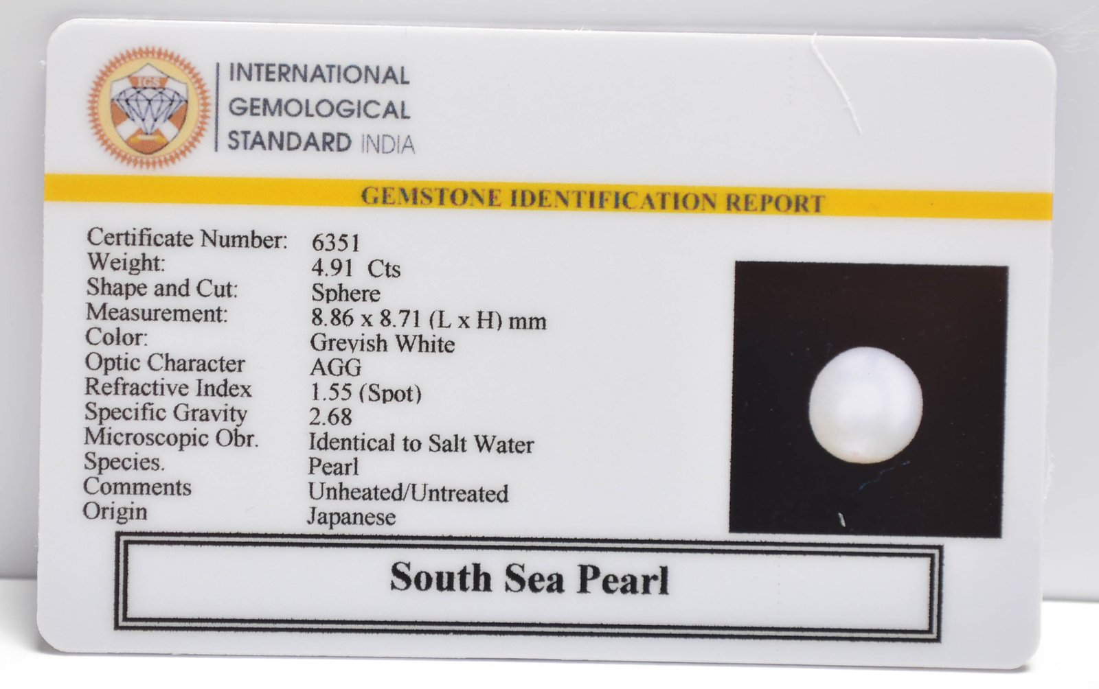 DSP3085 2 2 SOUTH SEA PEARL 4.91 Ct.