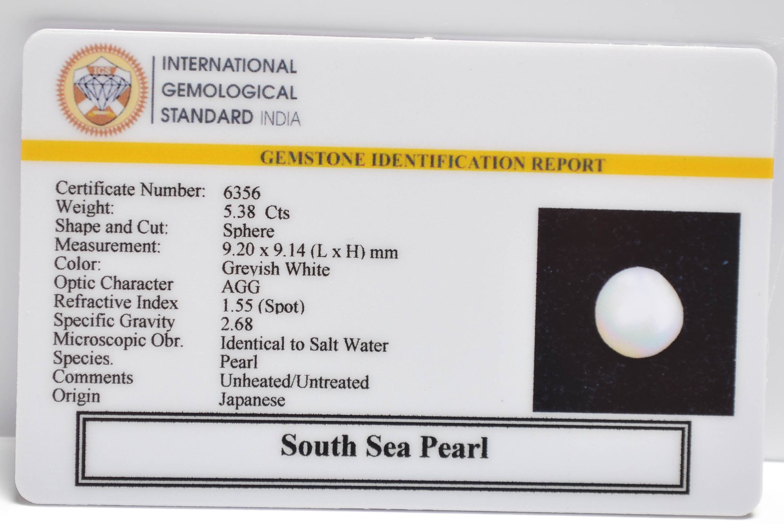 DSP3090 2 2 SOUTH SEA PEARL 5.38 Ct.