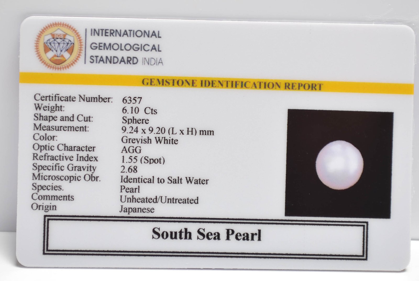 DSP3091 2 2 SOUTH SEA PEARL 6.1 Ct.