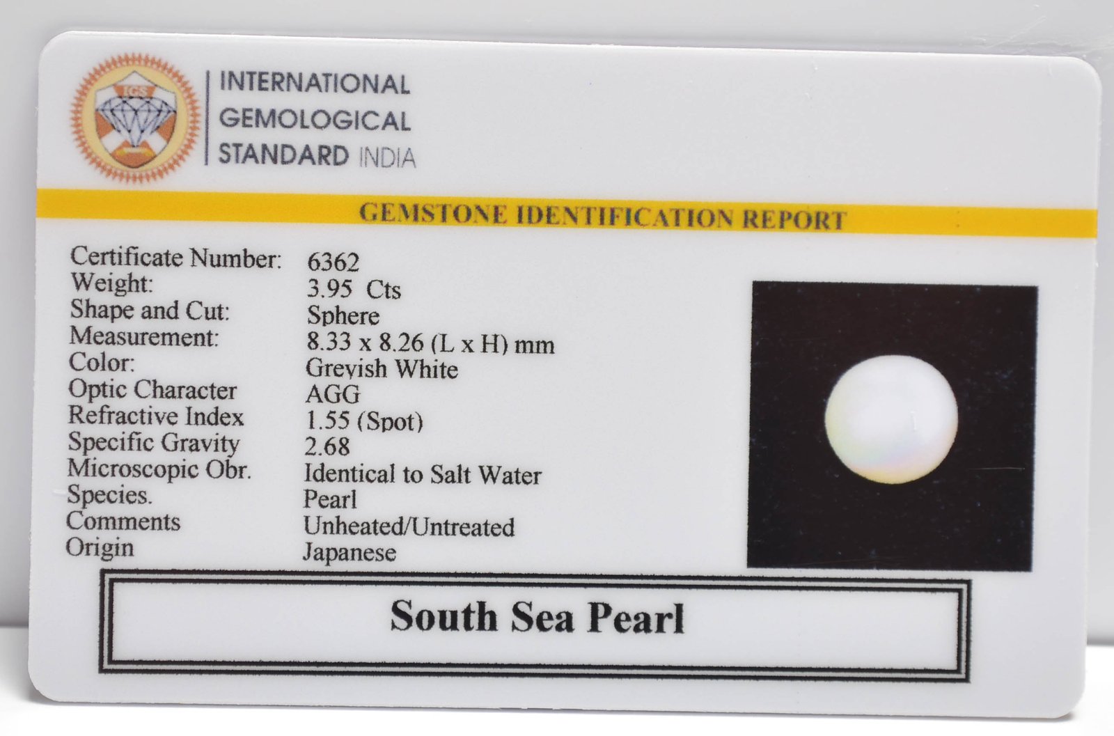 DSP3096 2 2 SOUTH SEA PEARL 3.95 Ct.