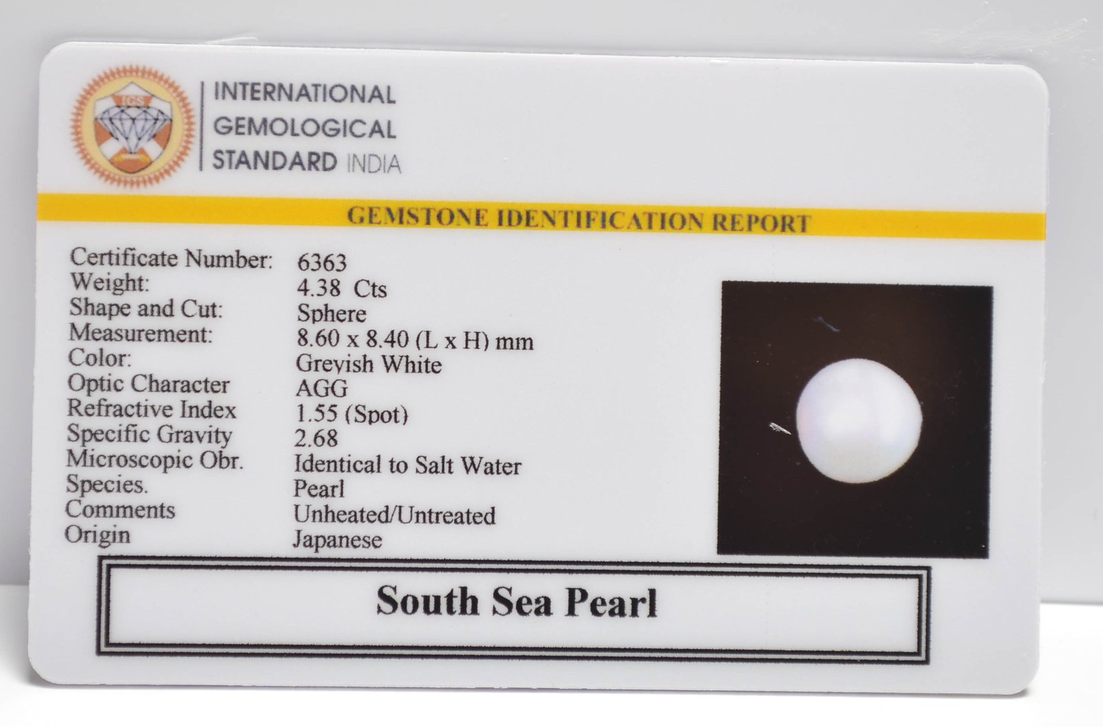 DSP3097 2 2 SOUTH SEA PEARL 4.38 Ct.
