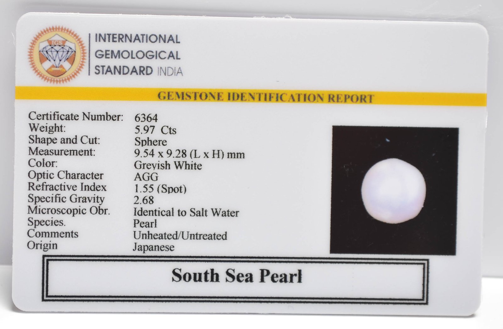 DSP3098 2 2 SOUTH SEA PEARL 5.97 Ct.