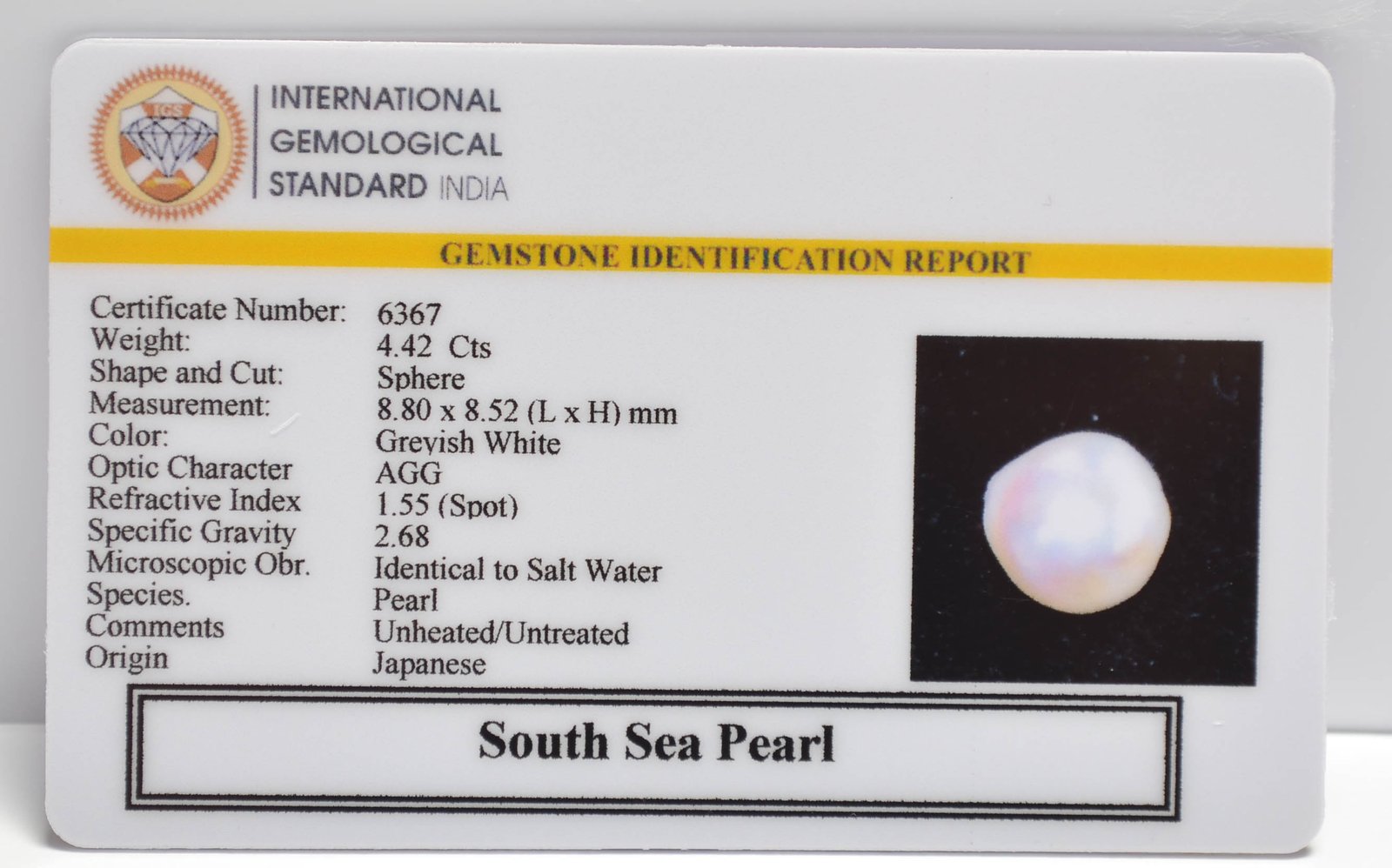 DSP3101 2 2 SOUTH SEA PEARL 4.42 Ct.