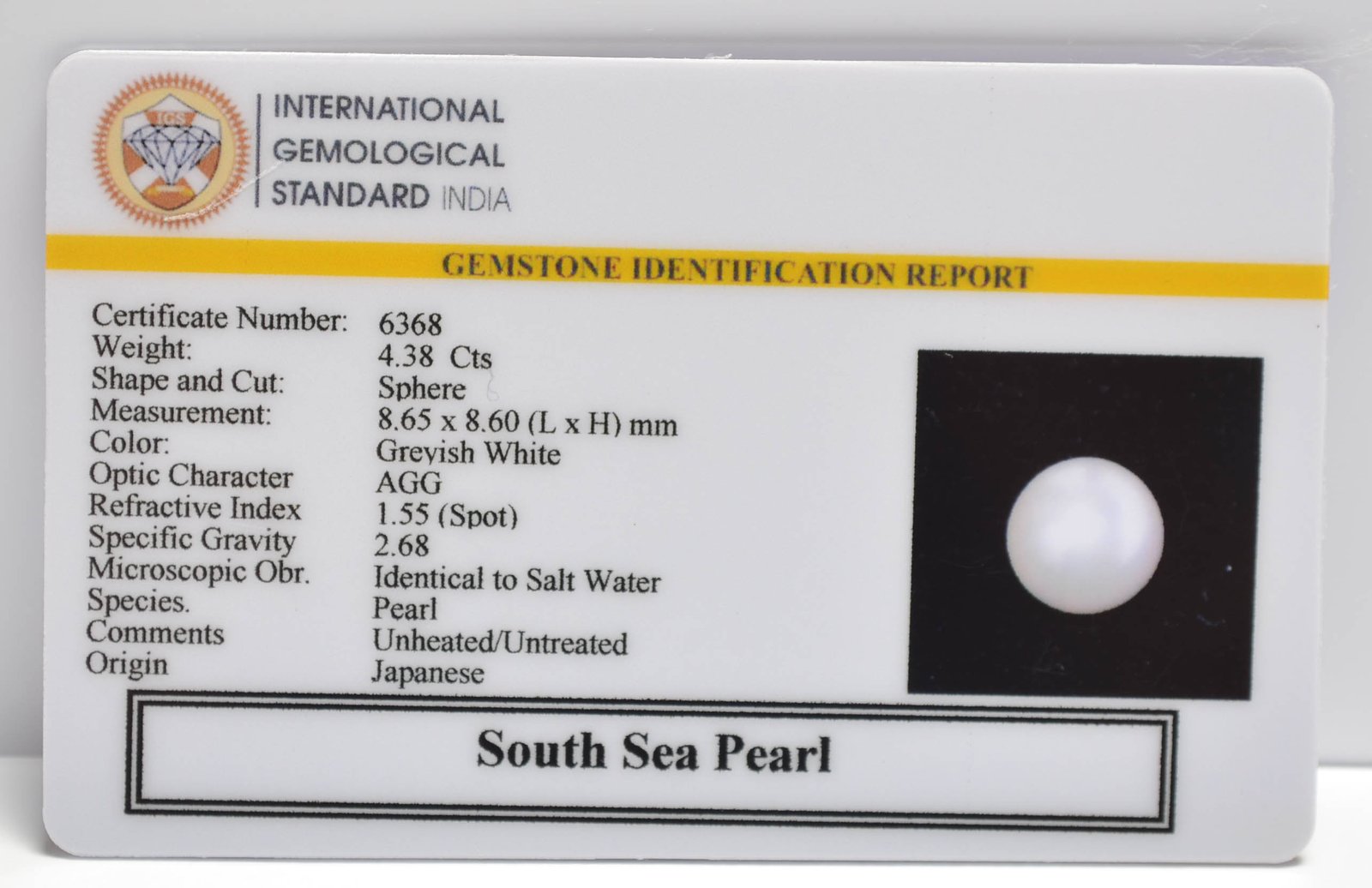 DSP3102 2 2 SOUTH SEA PEARL 4.38 Ct.