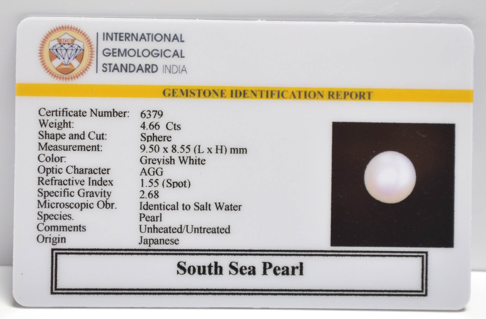 DSP3109 2 2 SOUTH SEA PEARL 4.66 Ct.
