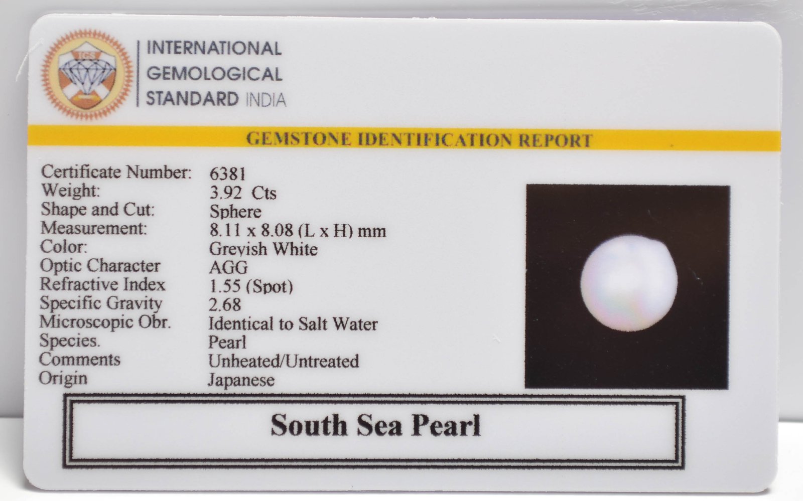 DSP3111 2 2 SOUTH SEA PEARL 3.92 Ct.