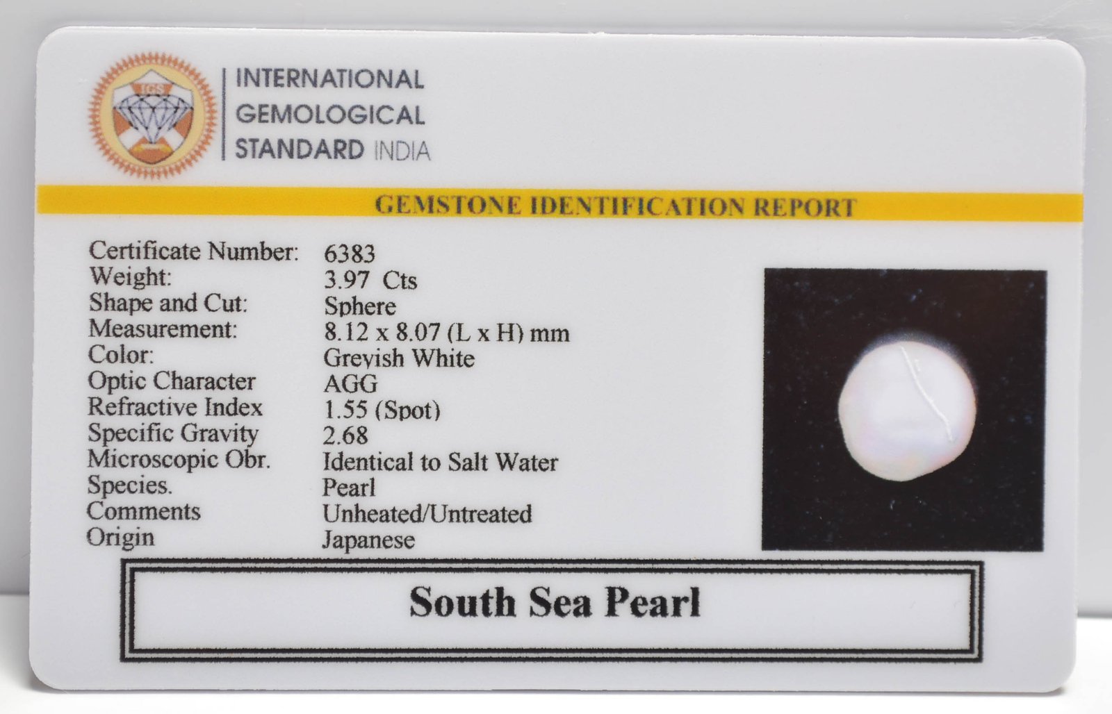 DSP3113 2 2 SOUTH SEA PEARL 3.97 Ct.