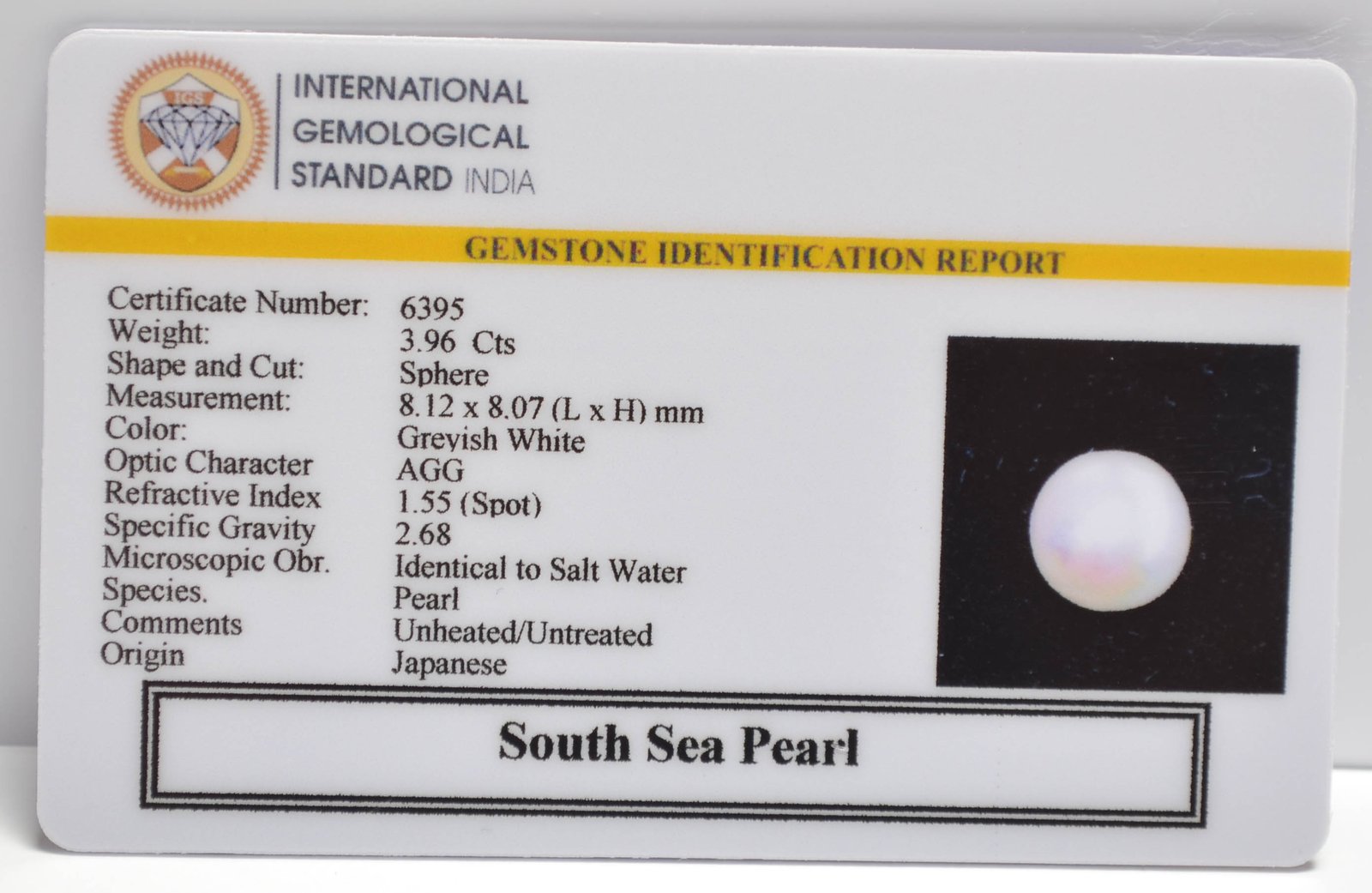 DSP3123 2 2 SOUTH SEA PEARL 3.96 Ct.