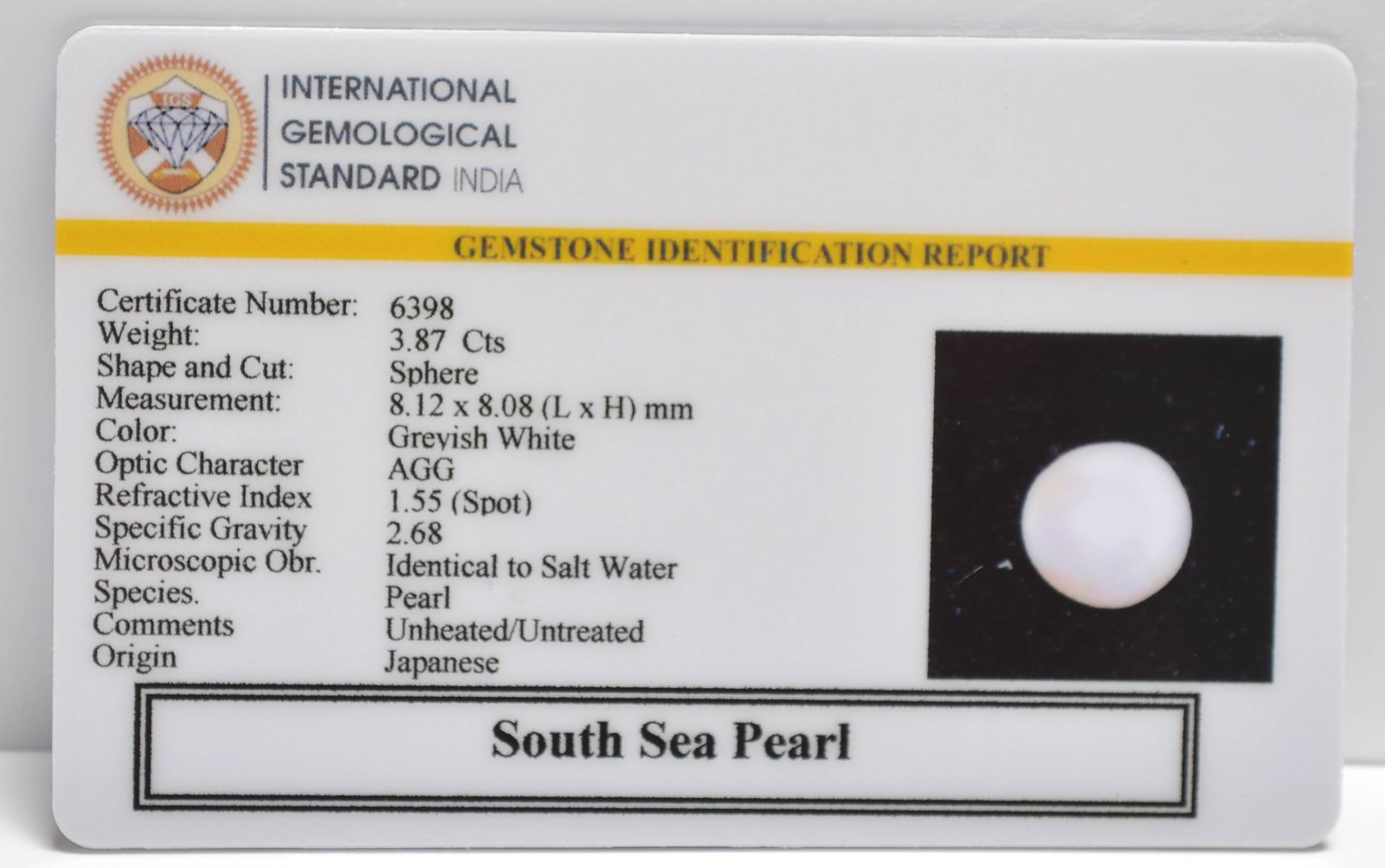 DSP3126 2 2 SOUTH SEA PEARL 3.87 Ct.