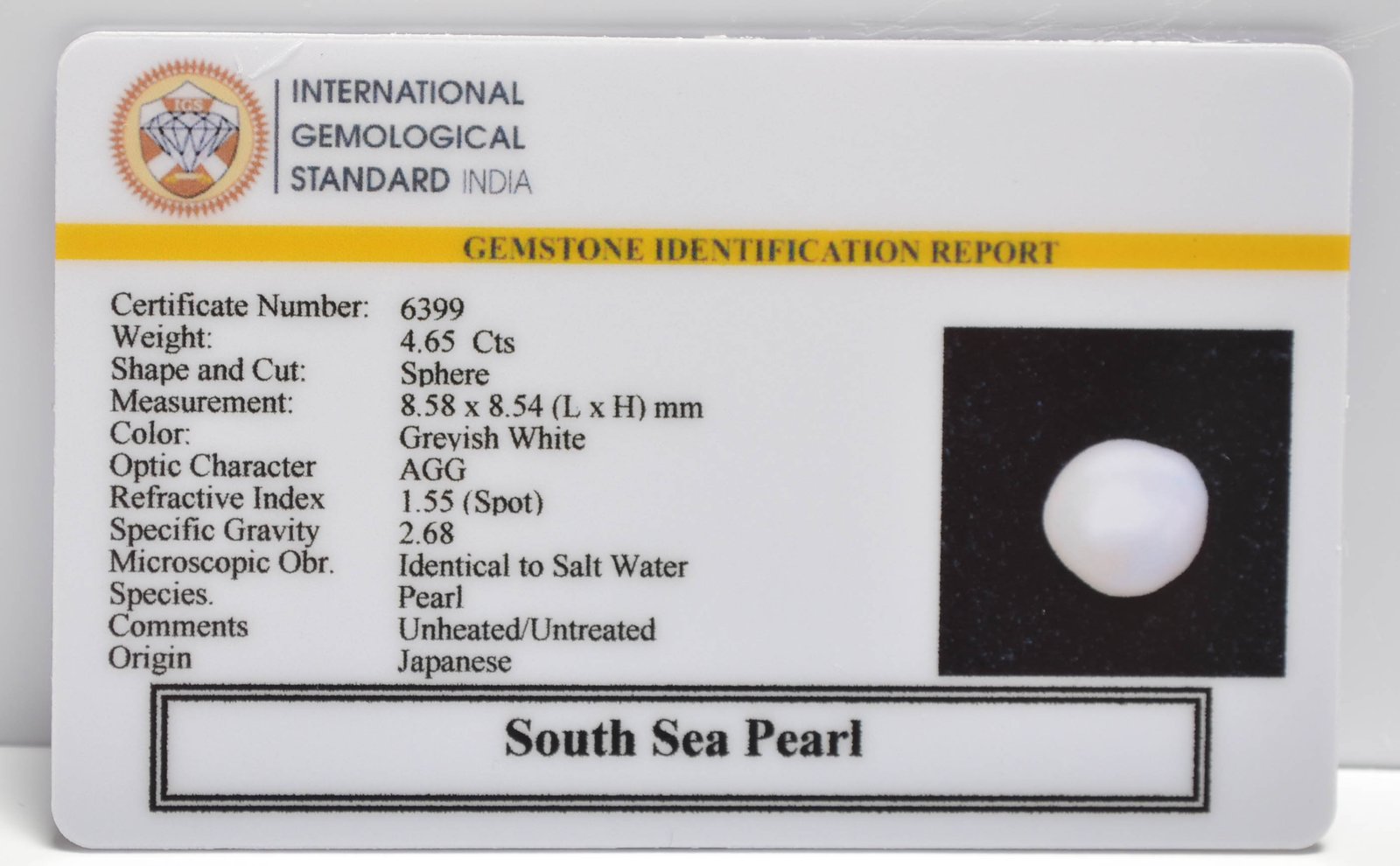 DSP3127 2 2 SOUTH SEA PEARL 4.65 Ct.